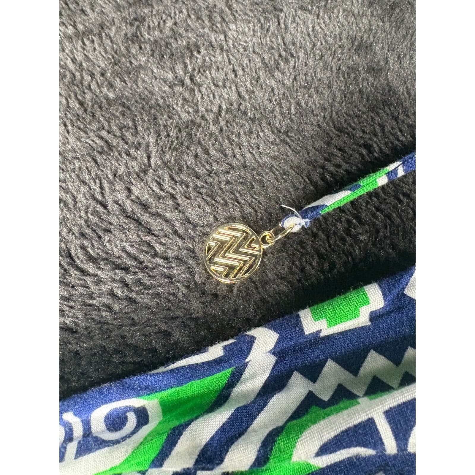 MacBeth Collection XS Green Blue White Geometric Hooded Dress - Thumbnail 8