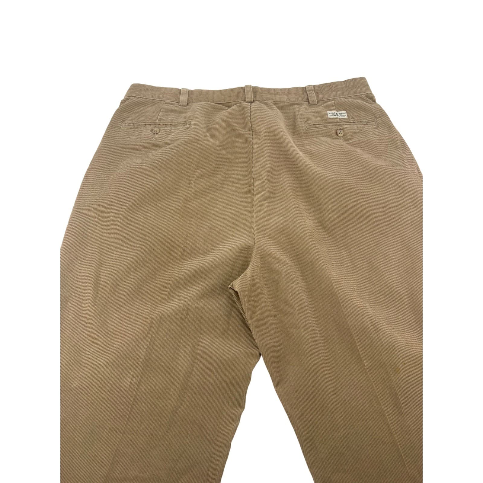 Polo Ralph Lauren Pants Mens 38x30 Corduroy Tan Pleated Front RN 41381 Brown - Thumbnail 9