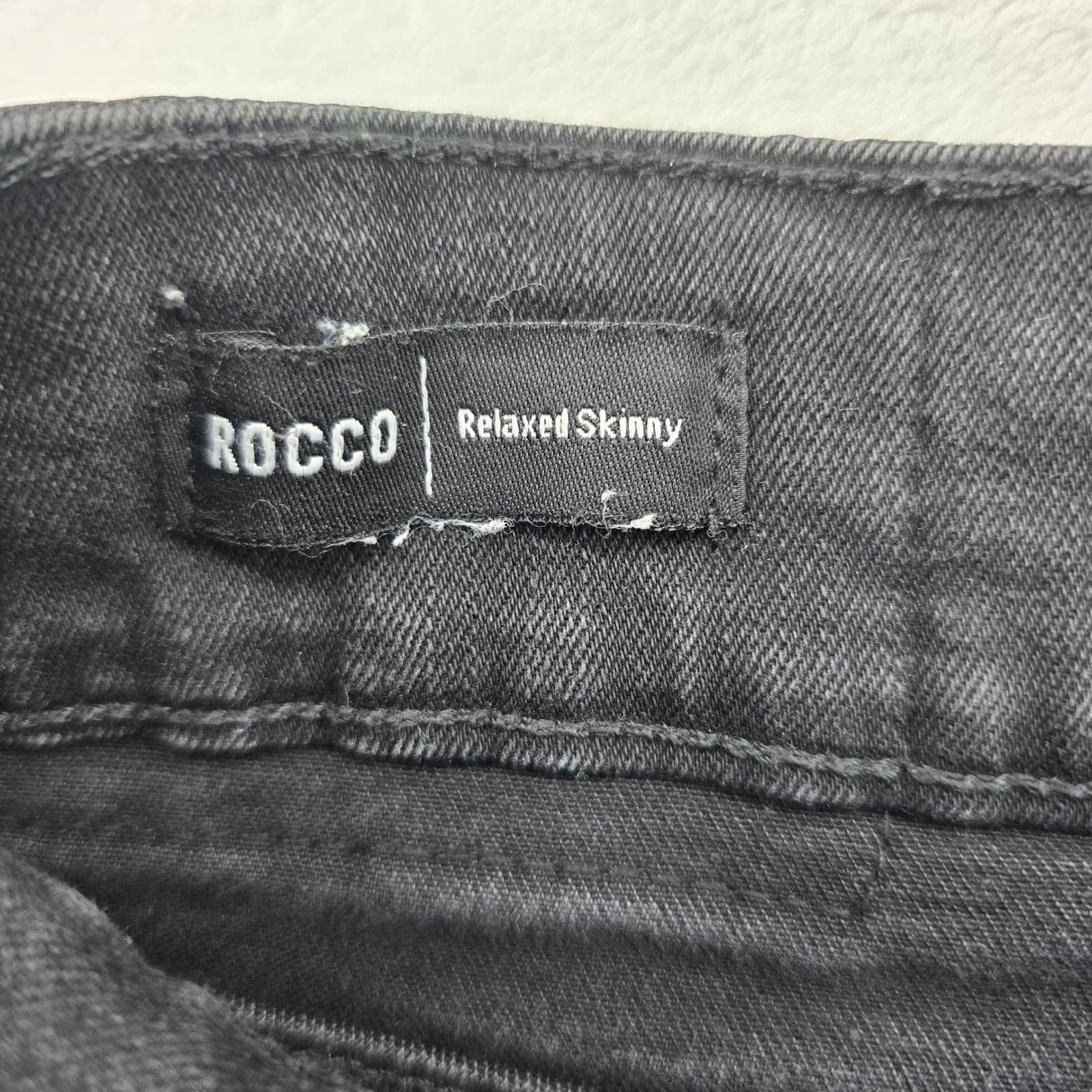 True Religion Rocco Mens 38 Relaxed Skinny Jeans Black Faded Flap Pocket AE141 - Thumbnail 3