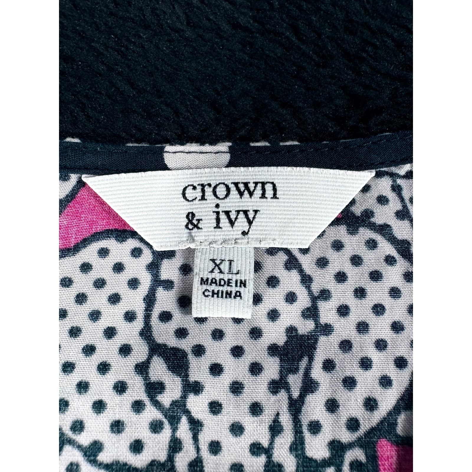 Crown & Ivy XL Sleeveless Tank Top Blue White Polka Dot Elephant Print - Thumbnail 2