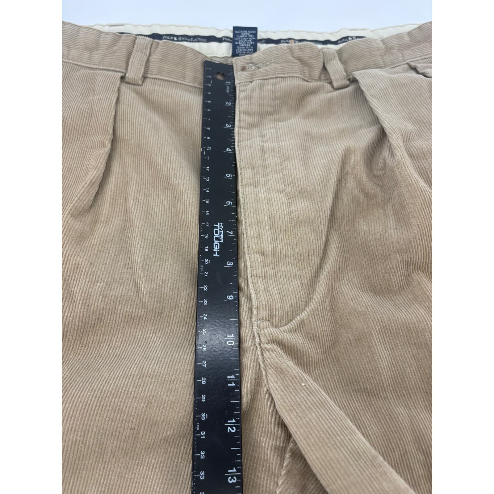 Polo Ralph Lauren Pants Mens 38x30 Corduroy Tan Pleated Front RN 41381 Brown - Thumbnail 6