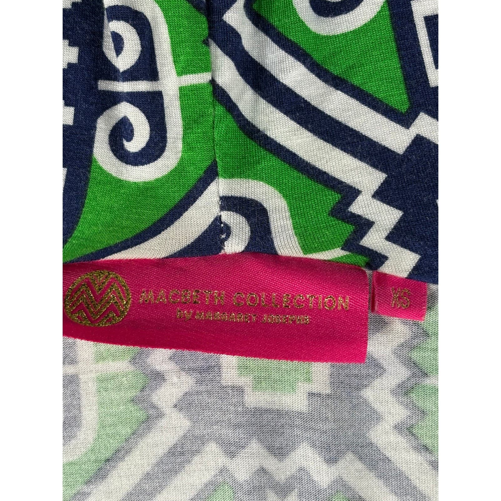 MacBeth Collection XS Green Blue White Geometric Hooded Dress - Thumbnail 2
