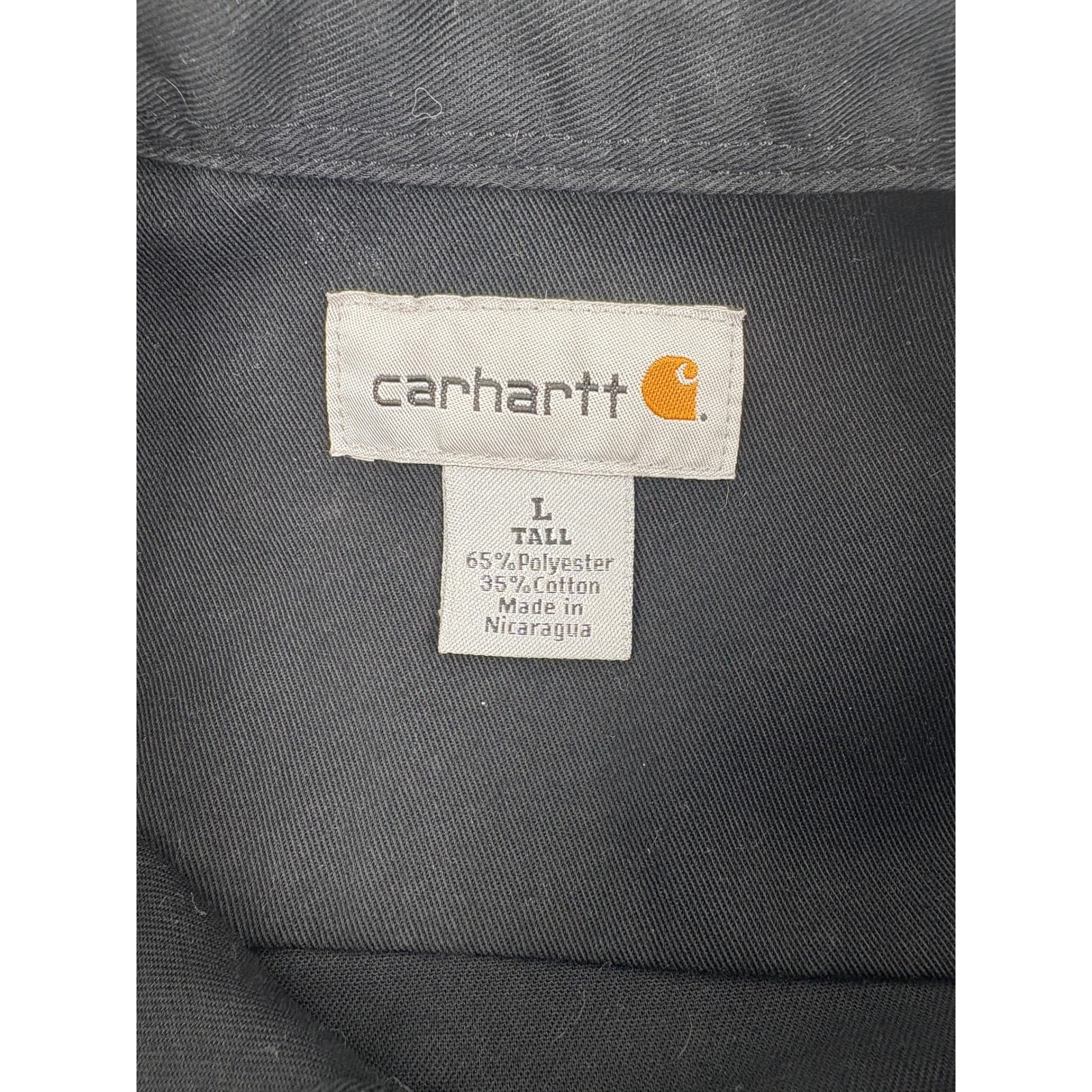 Carhartt Mens L Tall Work Shirt Long Sleeve Button Front Black Uniform Shirt - Thumbnail 5