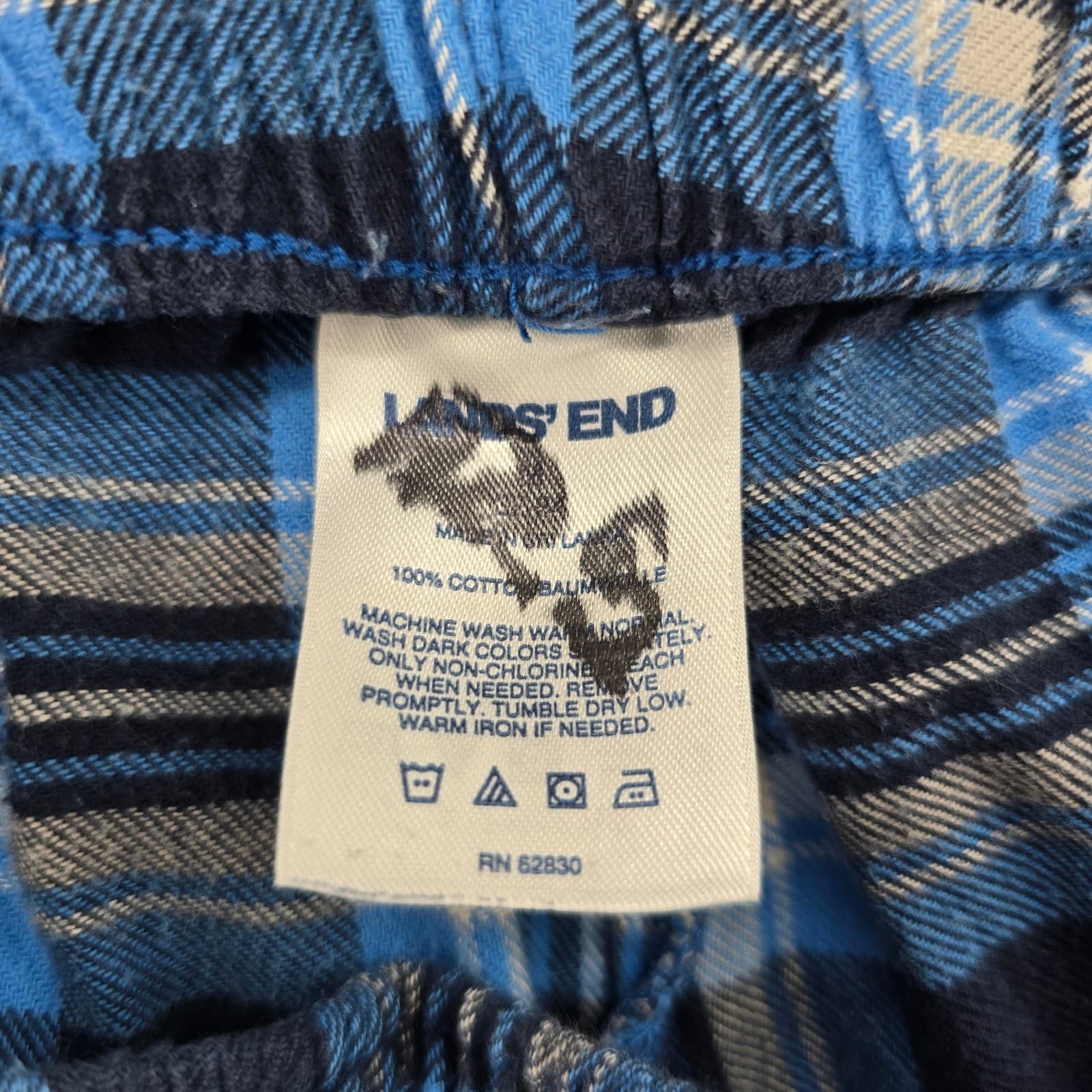 Lands' End Pajama Set Womens M Pajama Set Blue Plaid Flannel 100% Cotton M 38-40 - Thumbnail 9