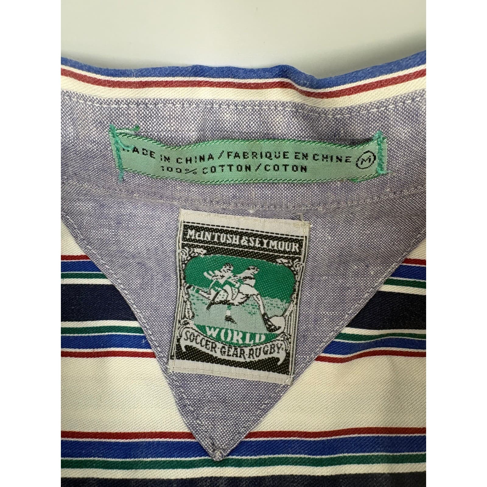 McIntosh & Seymour World Soccer Gear Rugby Men's Striped Button Shirt Size M - Thumbnail 2