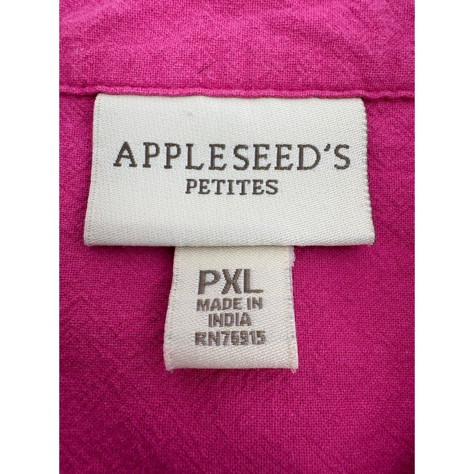 Appleseed's Petites Shirt Womens PXL Button Down Pink Cotton Short Sleeve A15927 - Thumbnail 2