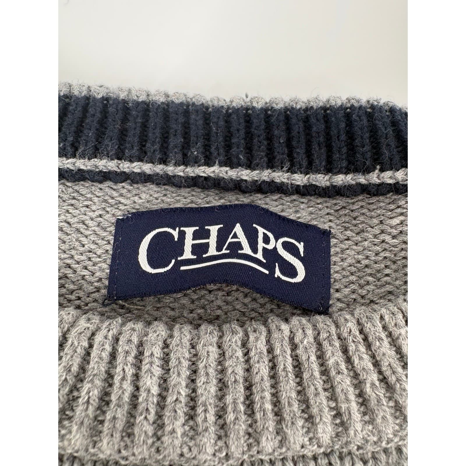 Chaps Men's Gray Crewneck Sweater Embroidered Logo Size XL Casual Pullover - Thumbnail 2