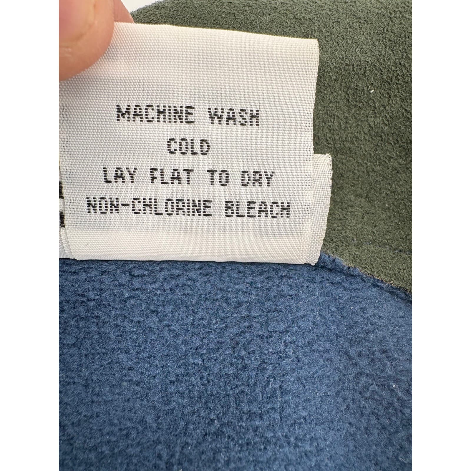 Bon Worth Olive Green Suede Like Button Front Jacket Blue Trim Size L - Thumbnail 6