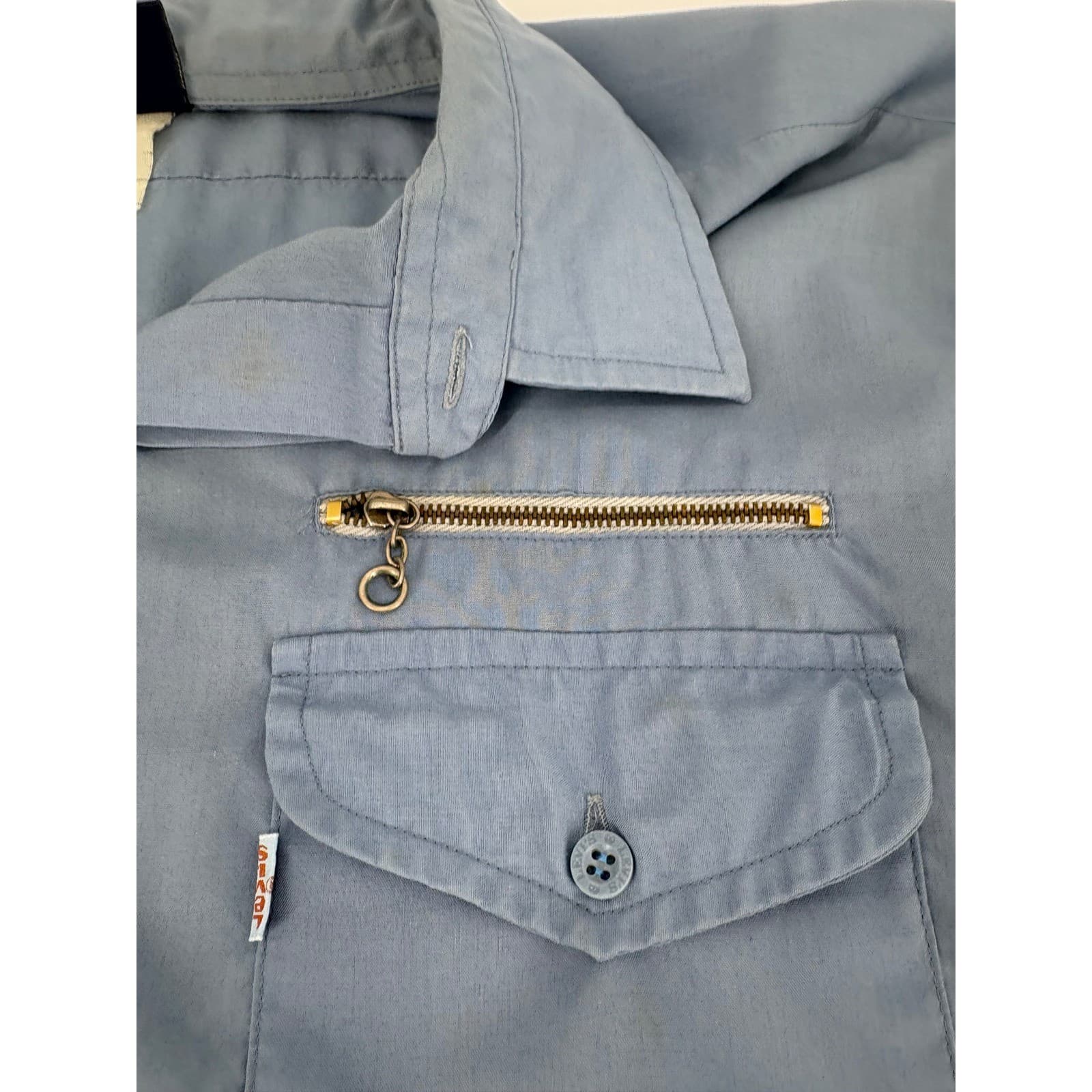 Men's Levi's Blue Long Sleeve Pocket Zip Casual Button Up Shirt Size XL - Thumbnail 5