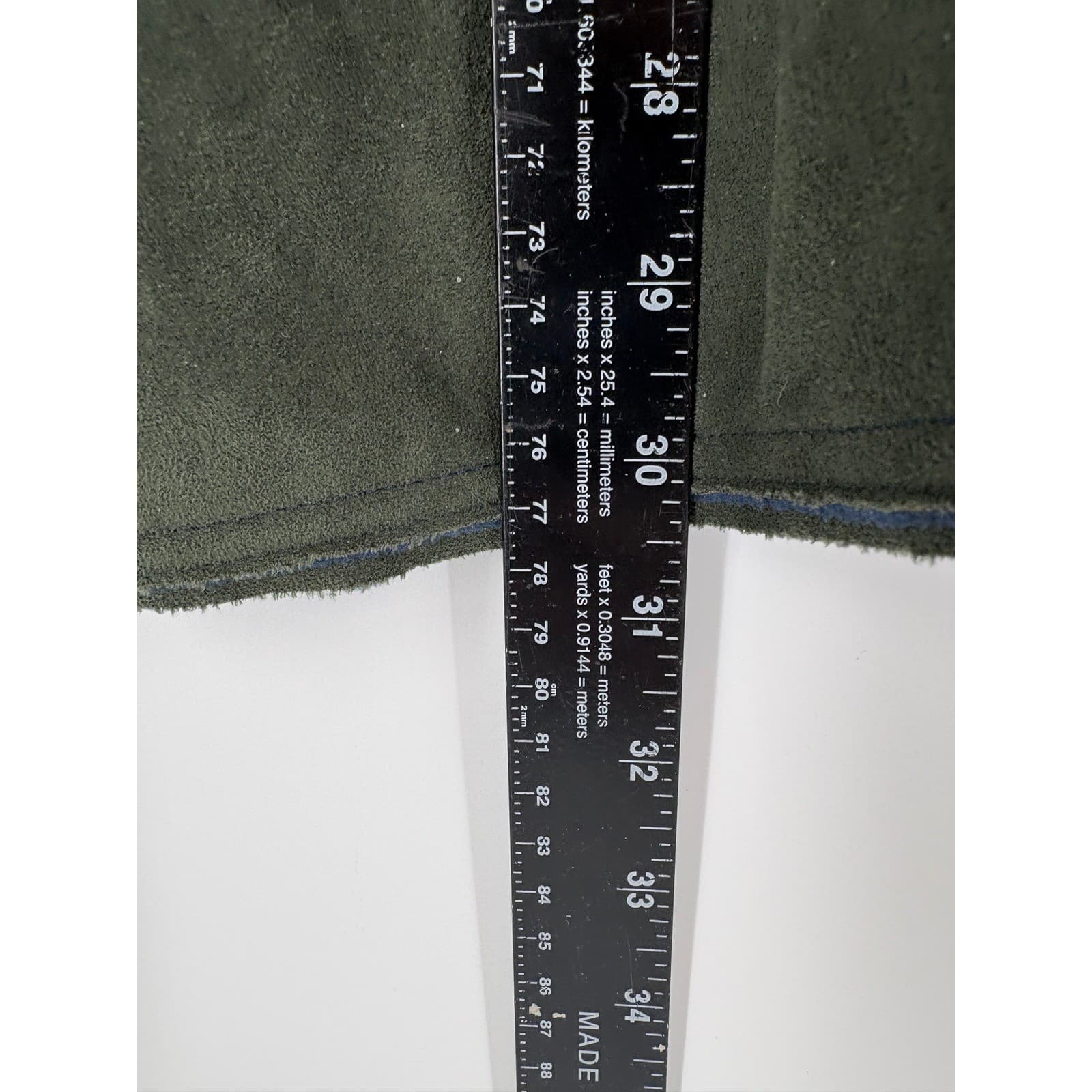 Bon Worth Olive Green Suede Like Button Front Jacket Blue Trim Size L - Thumbnail 2