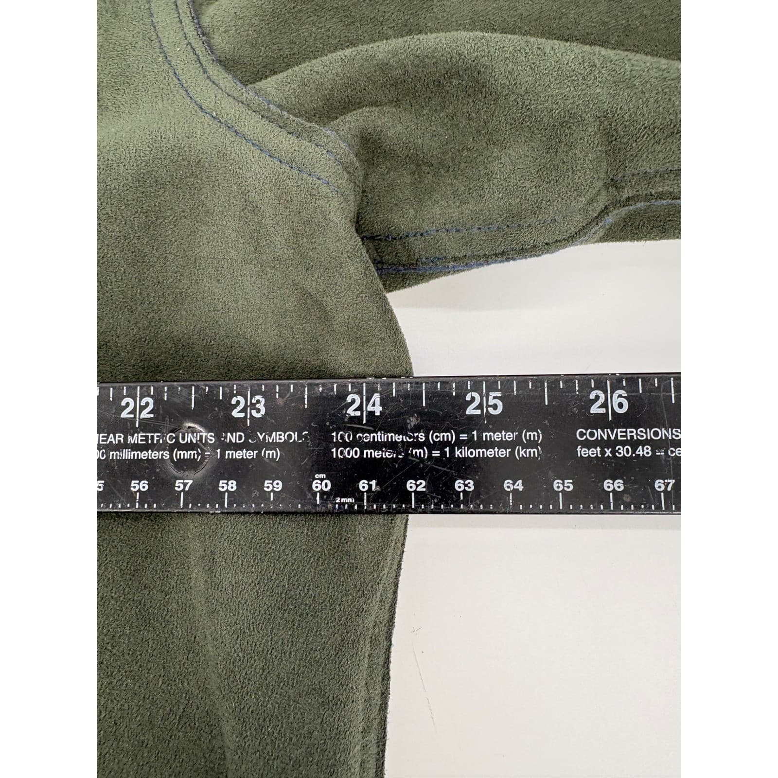 Bon Worth Olive Green Suede Like Button Front Jacket Blue Trim Size L - Thumbnail 11