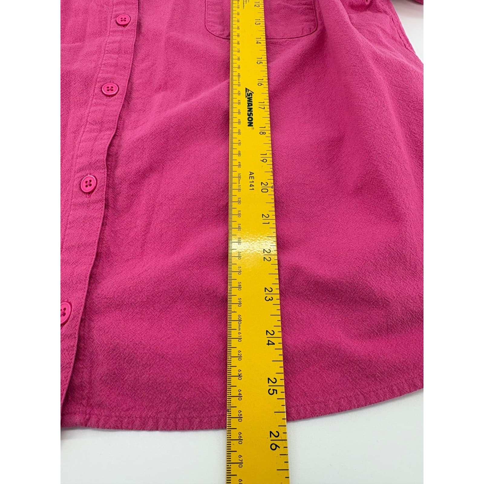 Appleseed's Petites Shirt Womens PXL Button Down Pink Cotton Short Sleeve A15927 - Thumbnail 4