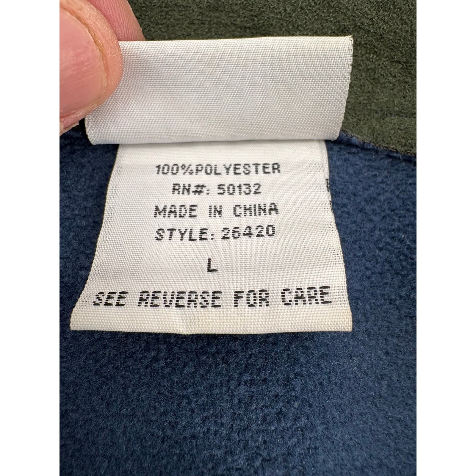 Bon Worth Olive Green Suede Like Button Front Jacket Blue Trim Size L - Thumbnail 5