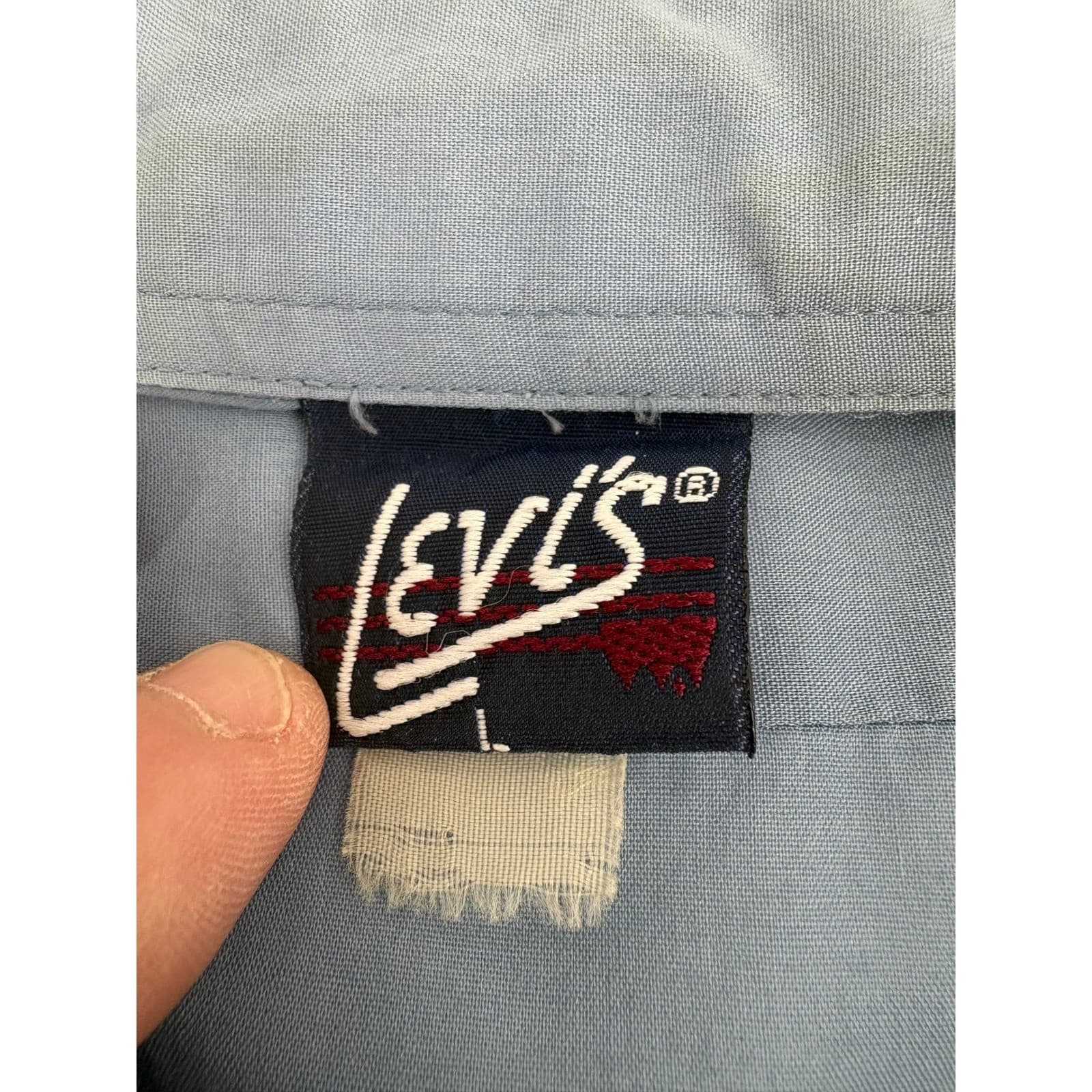 Men's Levi's Blue Long Sleeve Pocket Zip Casual Button Up Shirt Size XL - Thumbnail 3