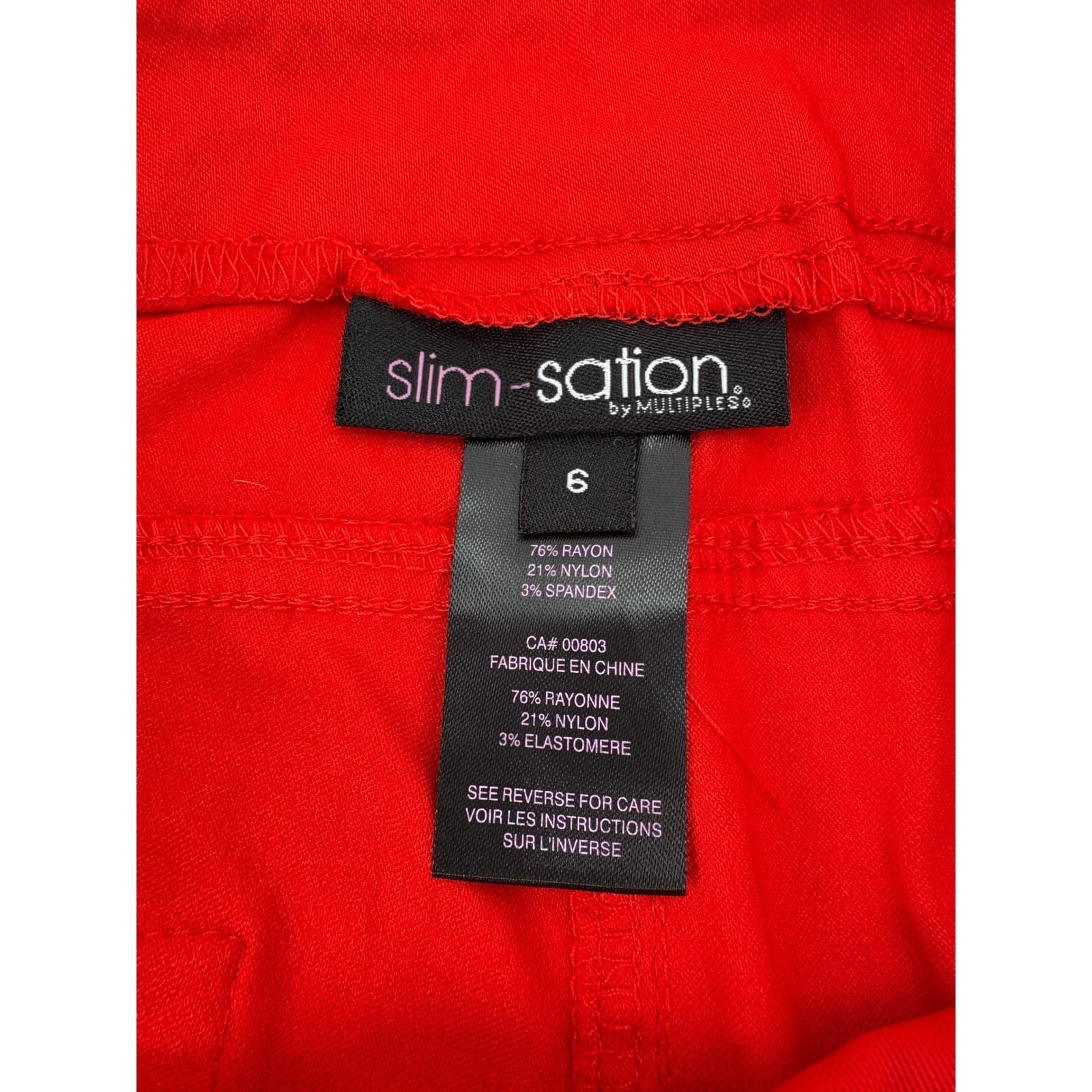 Slim-Sation by Multiples Red Cropped Wide Leg Pants Women's Size 6 - Thumbnail 2