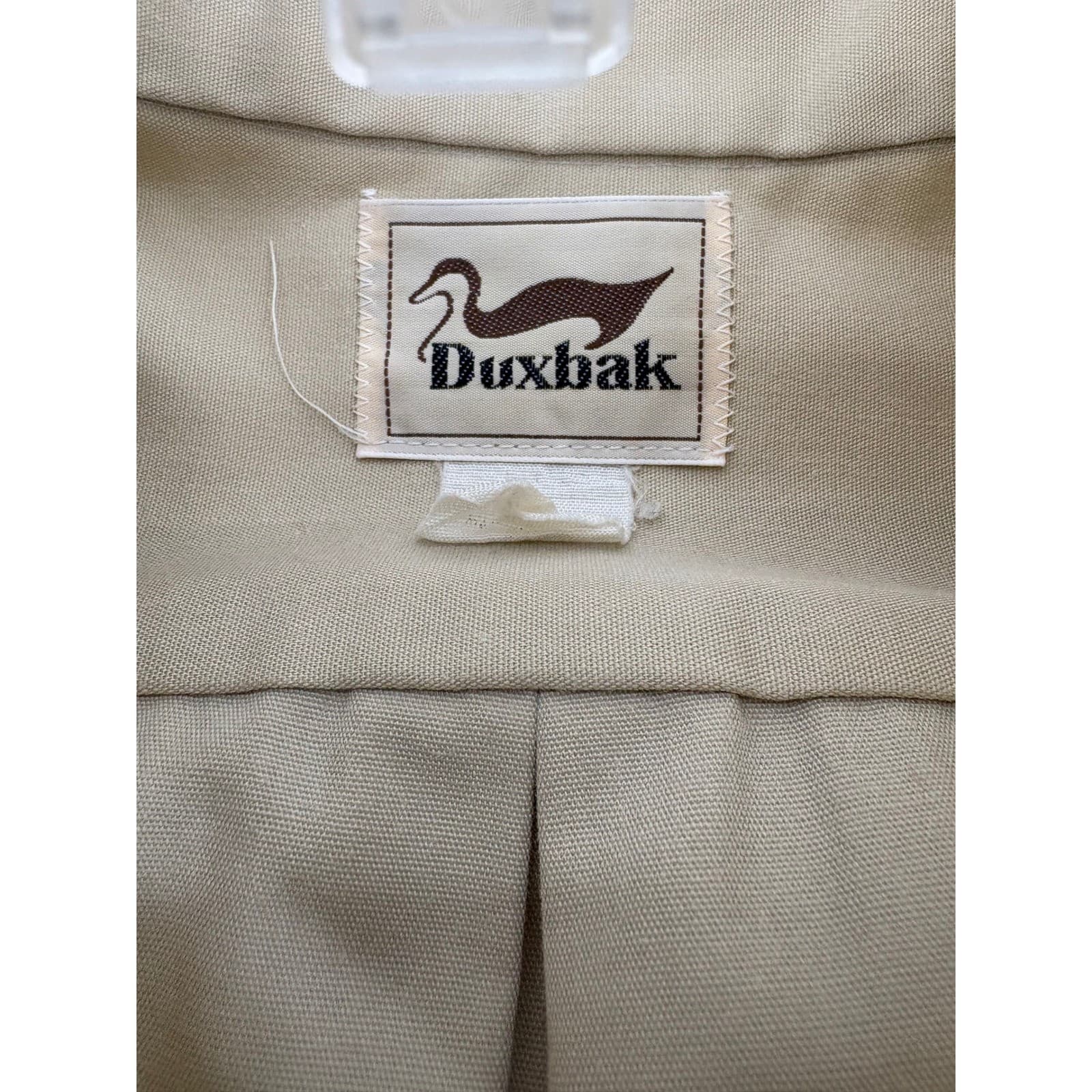 Duxbak Mens Beige Button Up Long Sleeve Shirt Embroidered Duck Pockets - Thumbnail 3