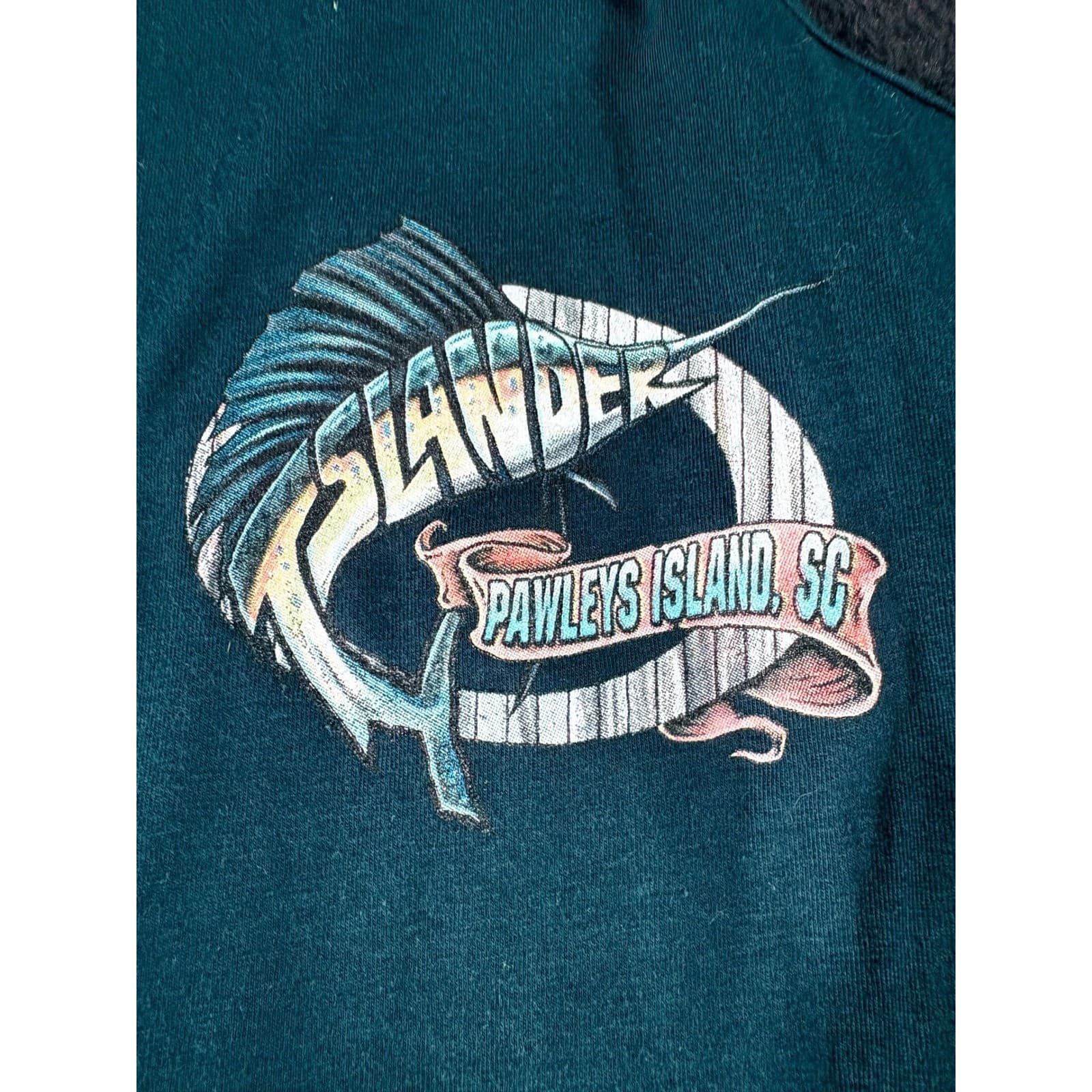 Islander Pawleys Island SC Tank Top Womens XL Marlin Graphic Teal - Thumbnail 4