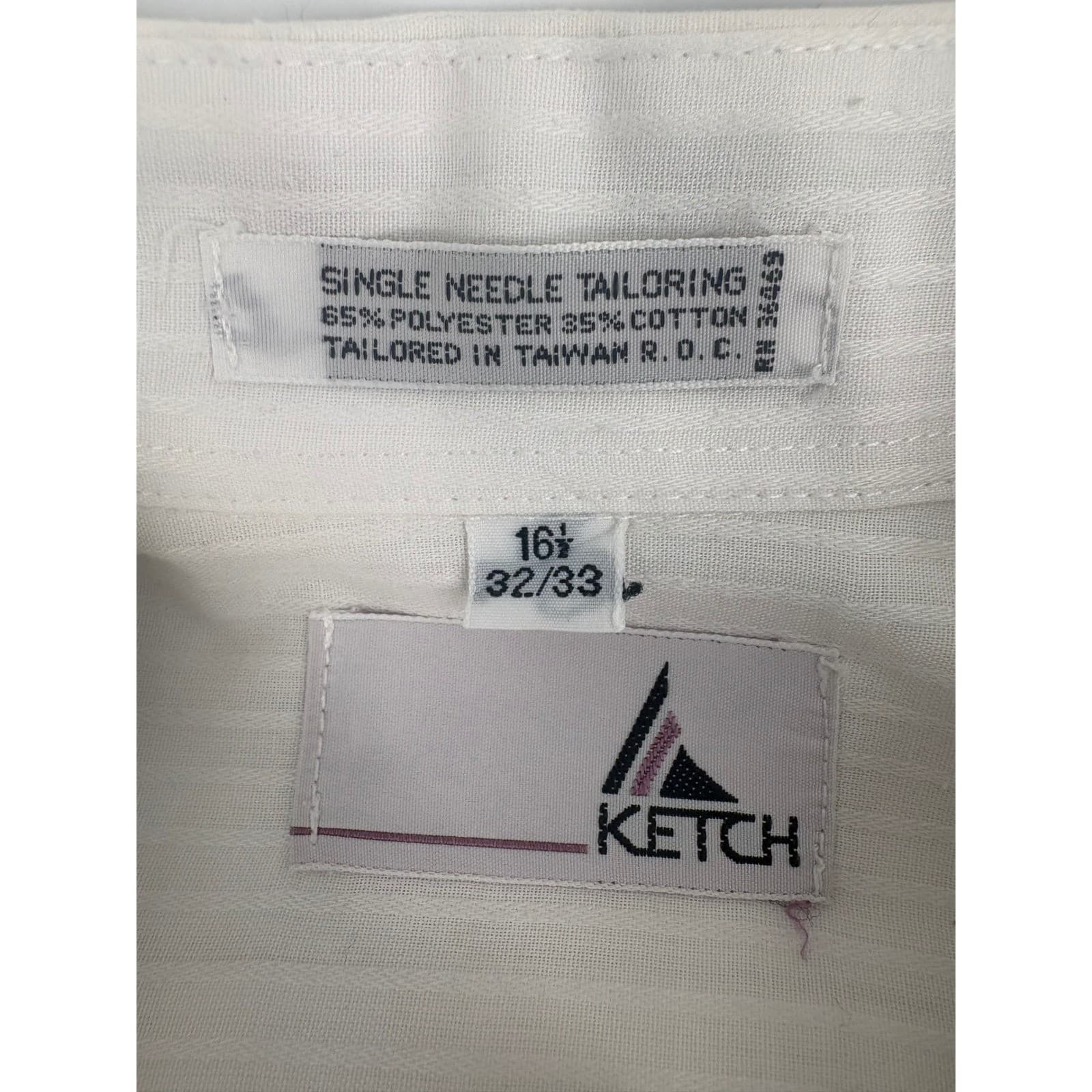 Ketch Mens White Striped Dress Shirt Long Sleeve Button Down Size 16.5 32/33 - Thumbnail 3