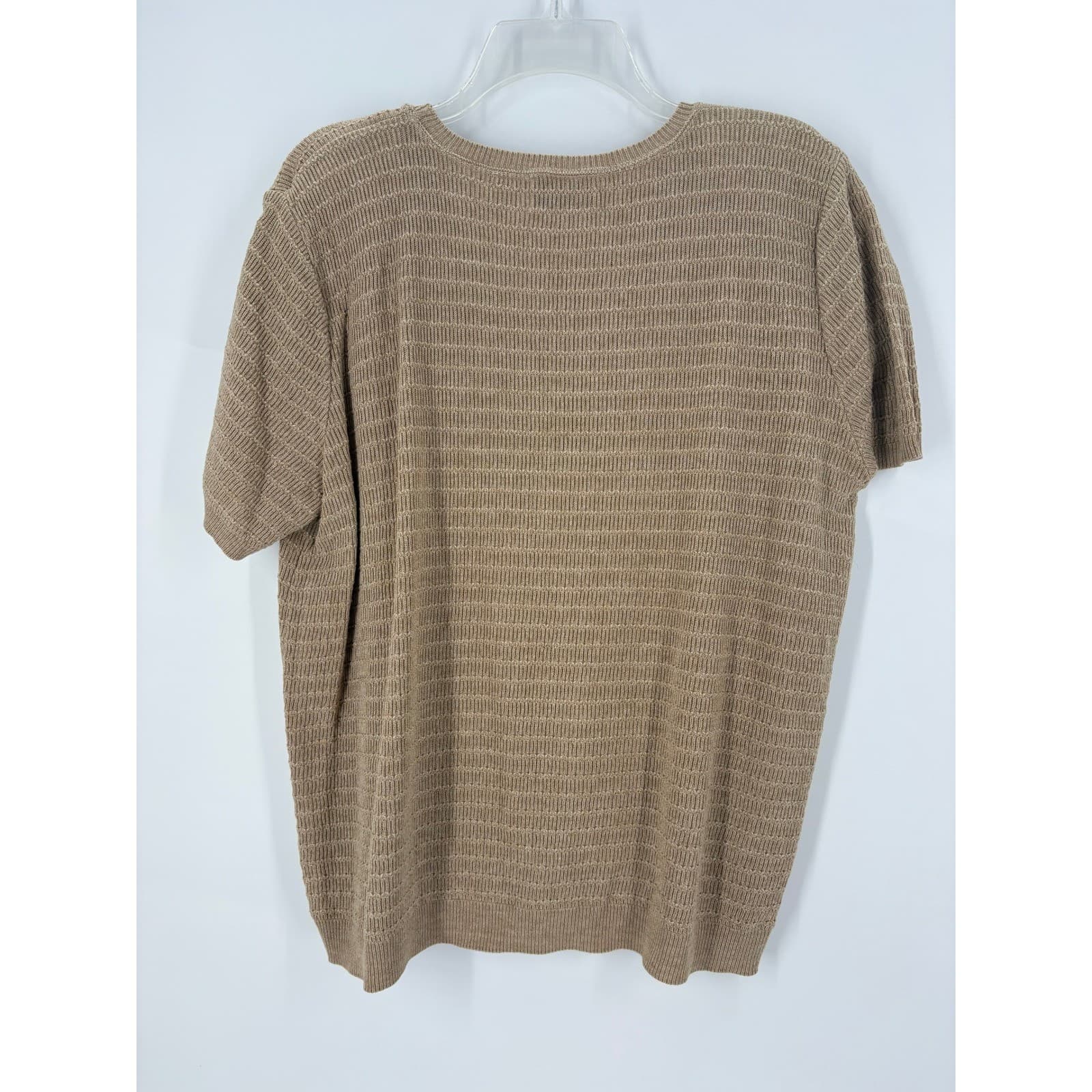 Alfred Dunner Women Knit Short Sleeve Top Tan Size L Textured Pullover - Thumbnail 3
