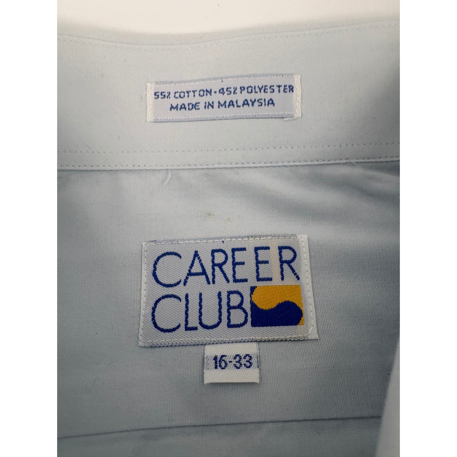 Career Club Men's Light Blue Dress Shirt Size 16 33 Long Sleeve Button Down - Thumbnail 4