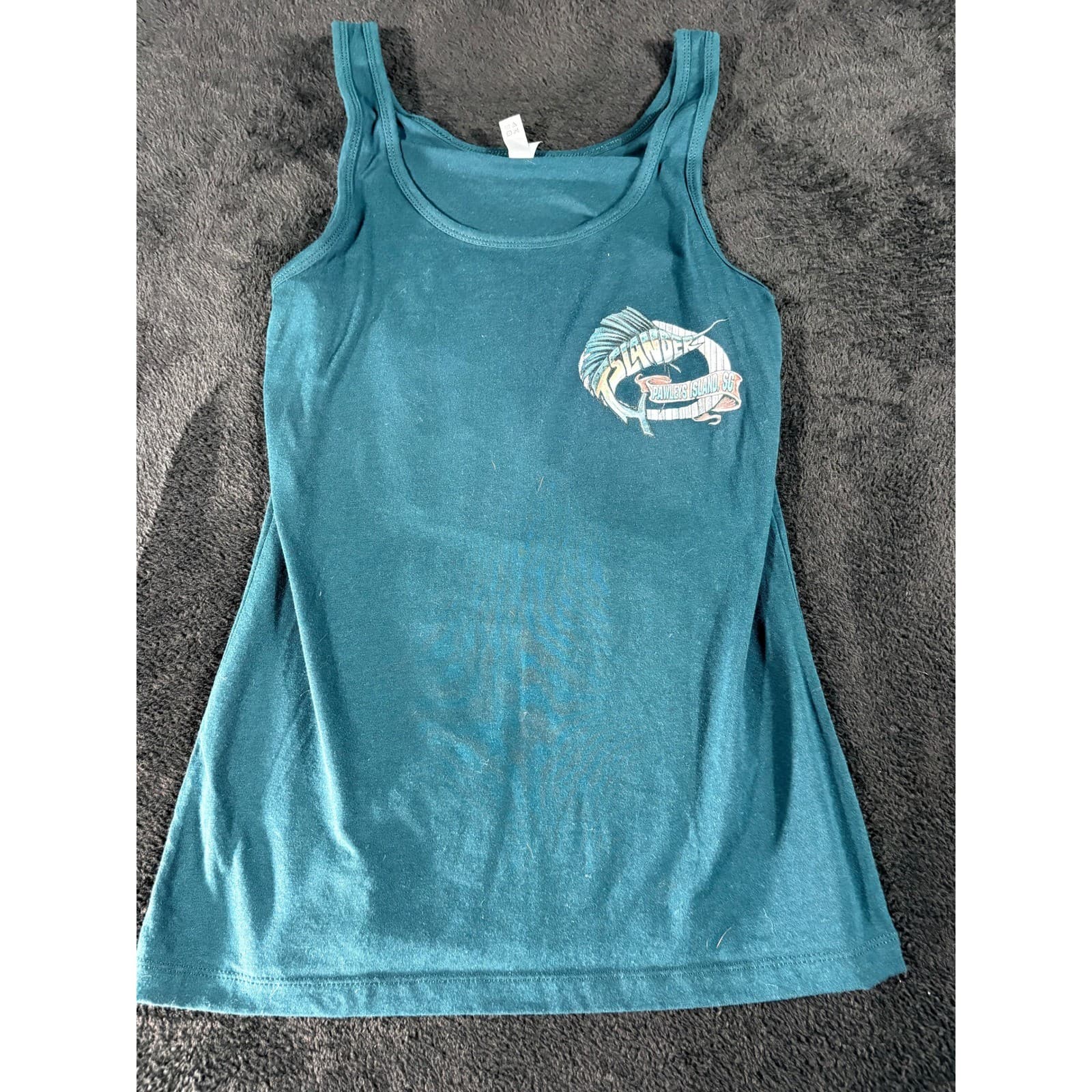 Islander Pawleys Island SC Tank Top Womens XL Marlin Graphic Teal - Thumbnail 2