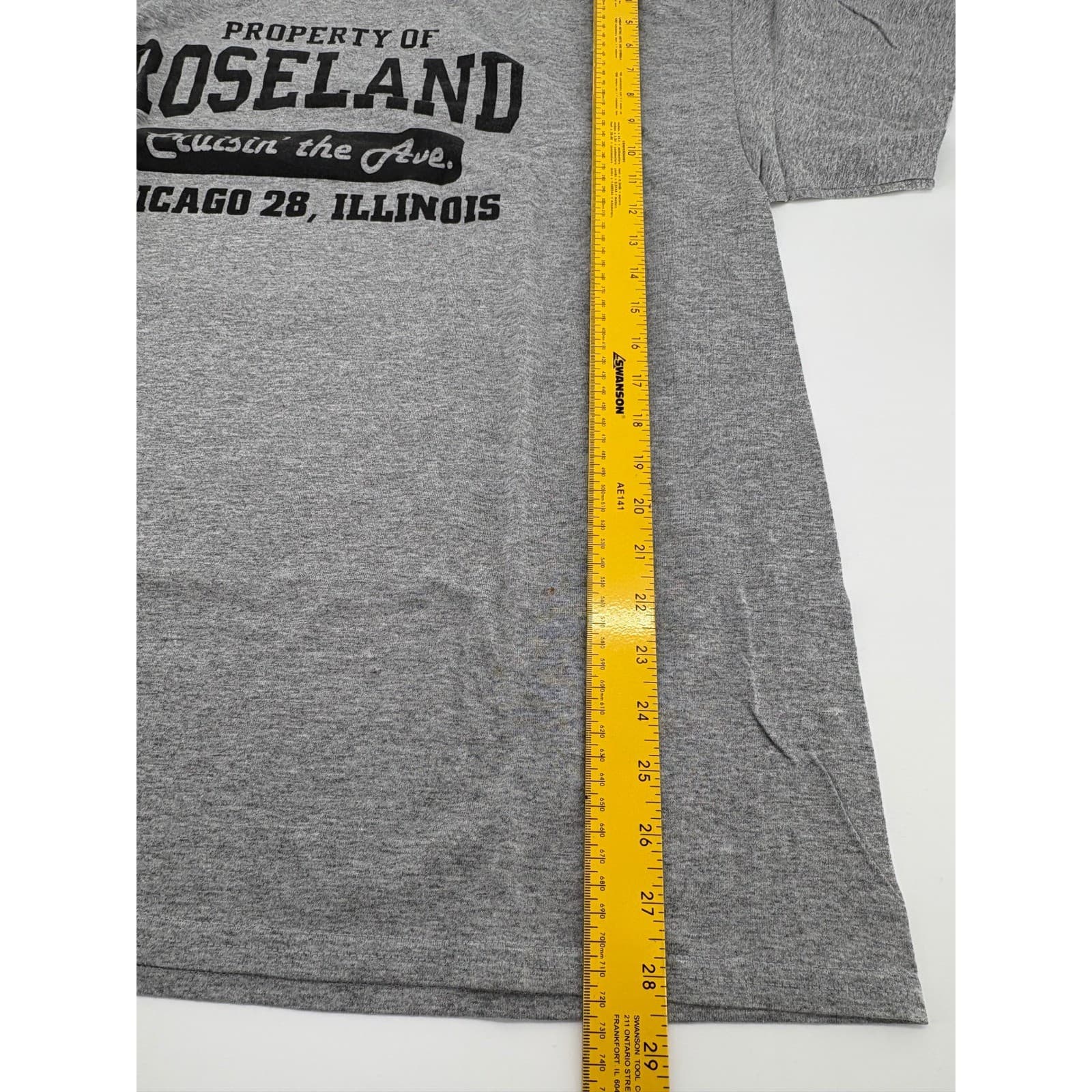 Gildan T-Shirt Mens XL Tee Gray Property of Roseland Chicago Illinois DryBlend - Thumbnail 4