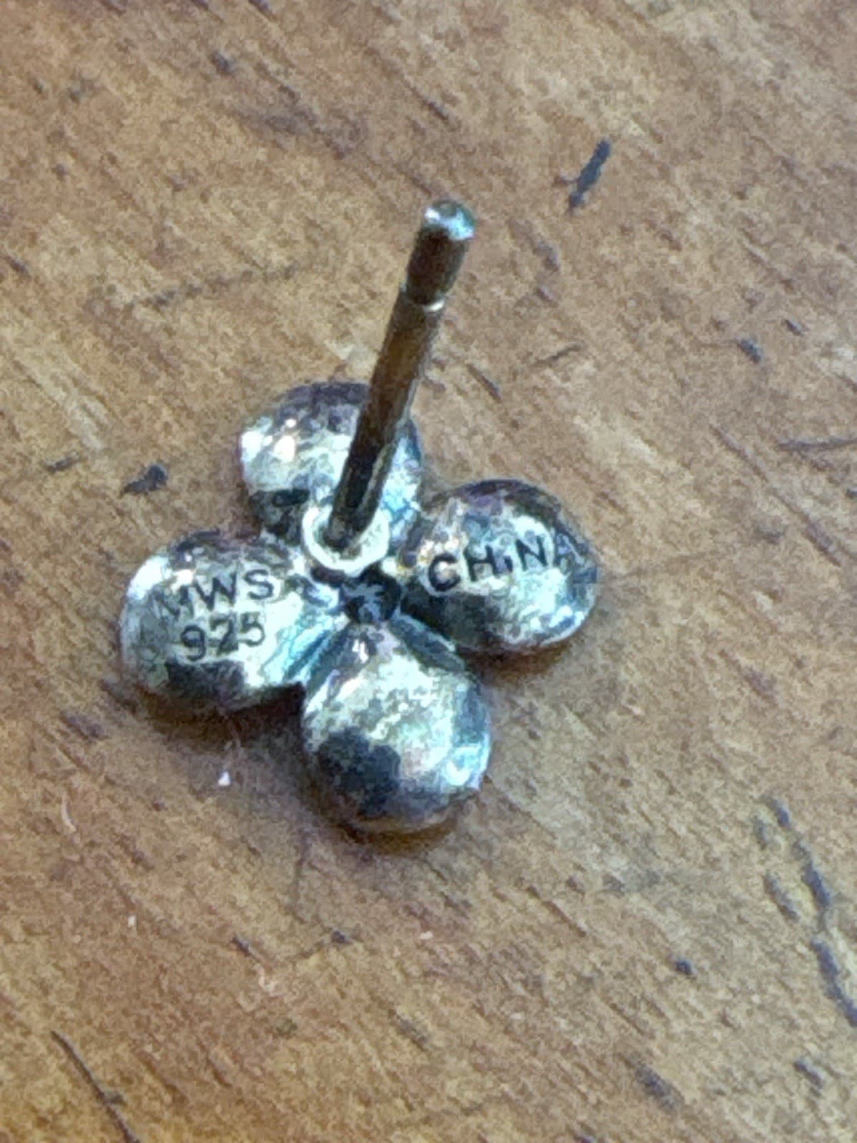 Sterling Silver 925 Flower Stud Earrings 4 Petal Minimalist - Thumbnail 2