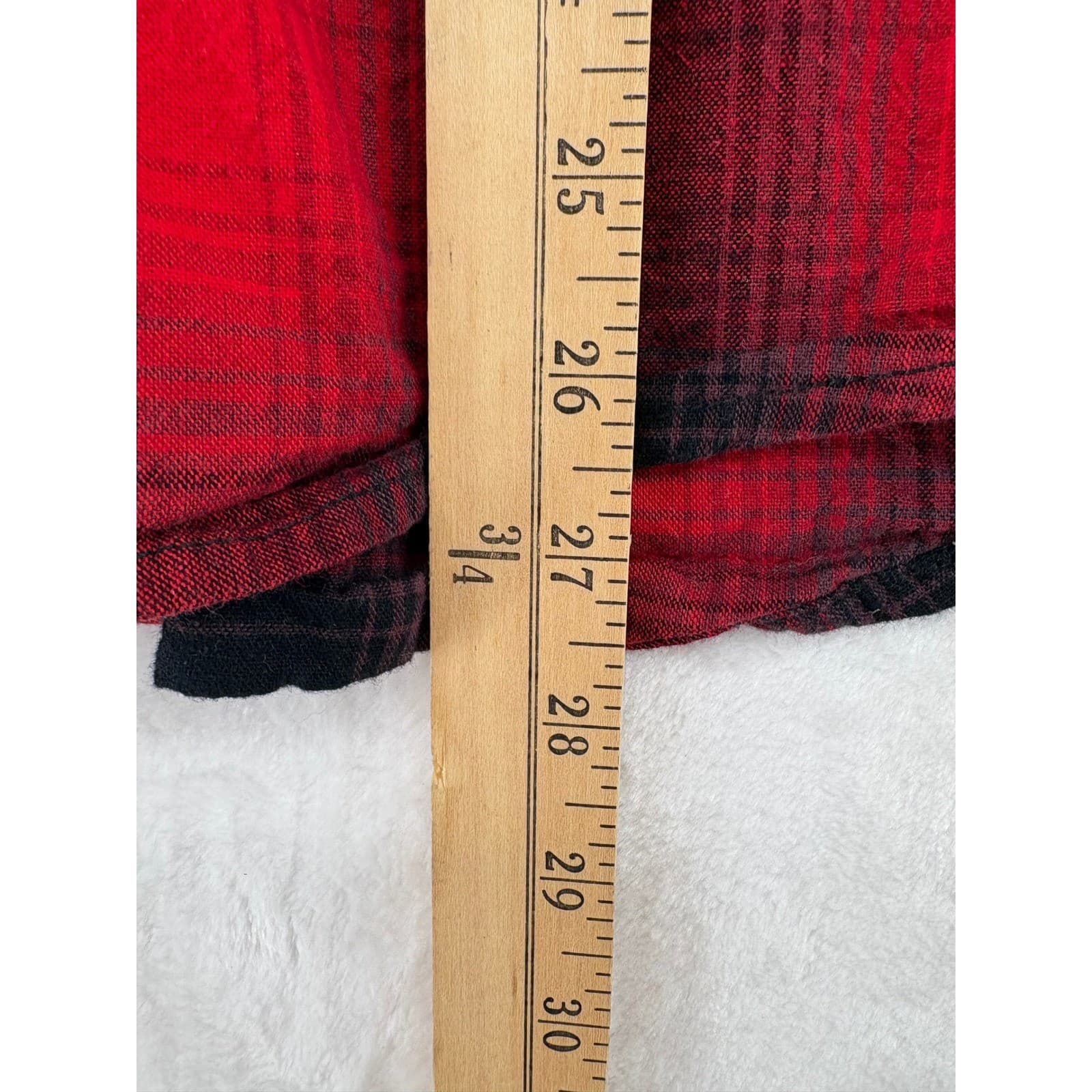Woolrich Flannel Shirt Mens Large Button Down Red Black Plaid Cotton - Thumbnail 5