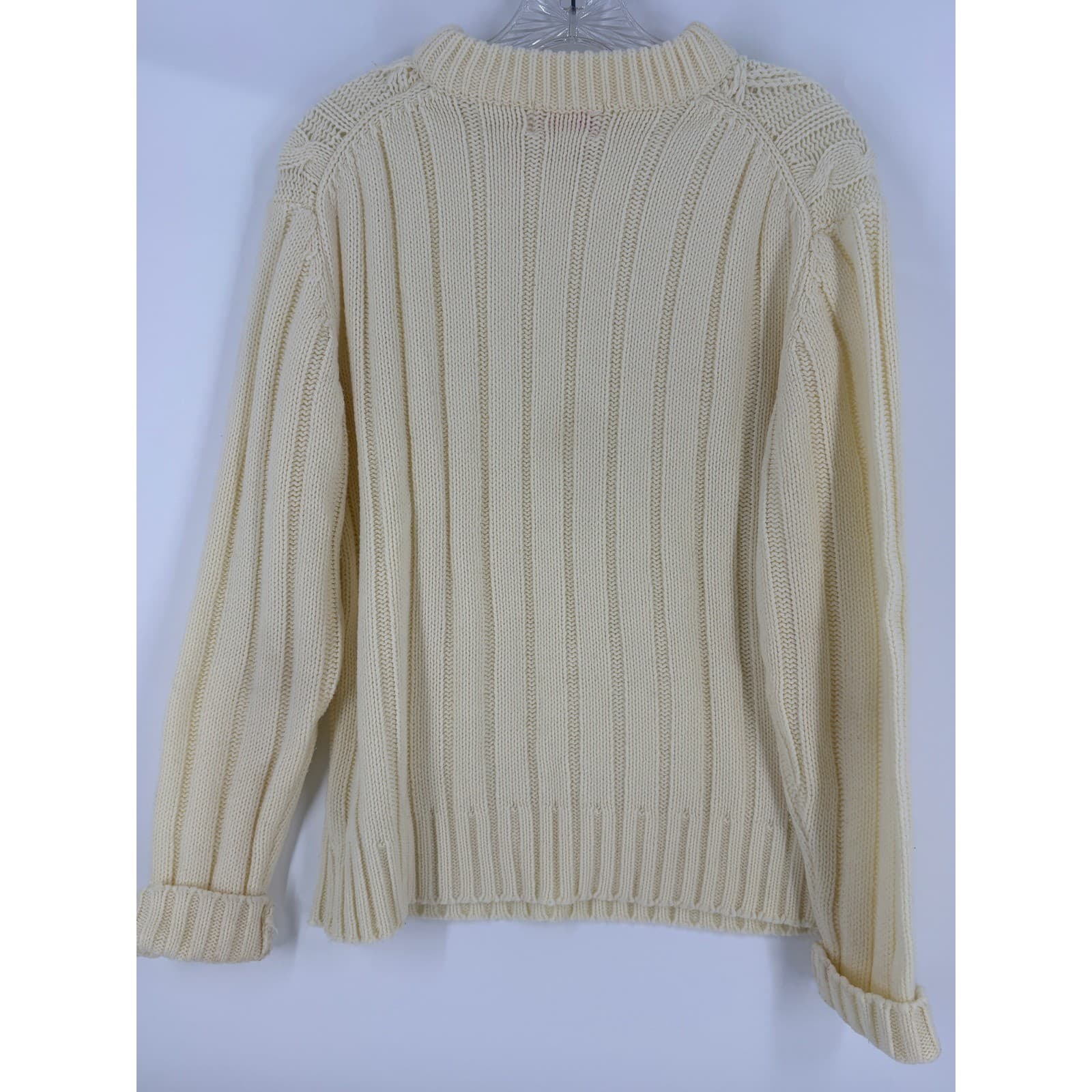 Sears Kings Road Women’s Cream Cable Knit Mock Neck Sweater Size M - Thumbnail 2
