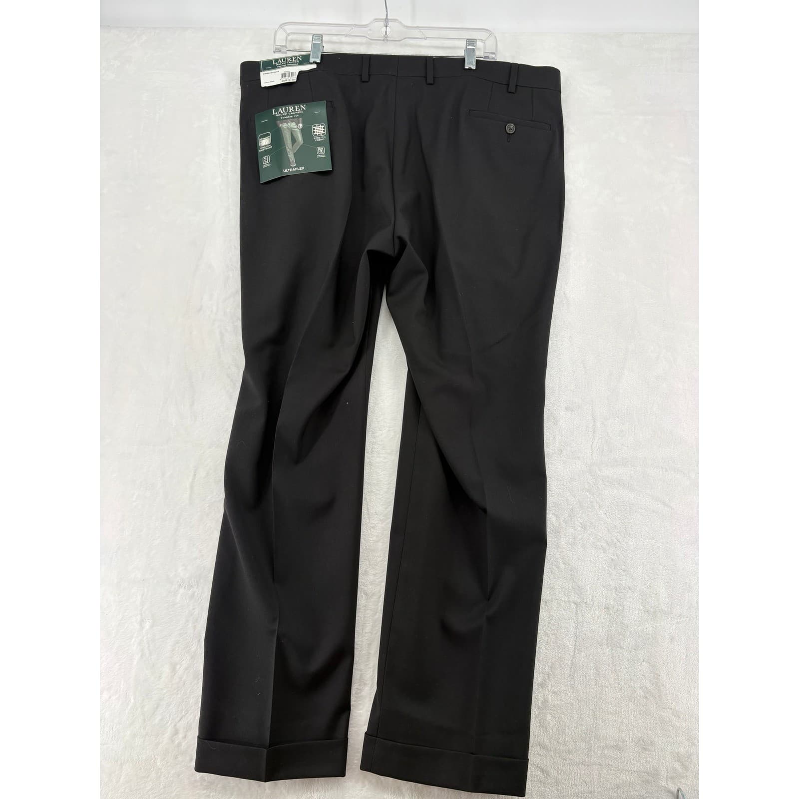 Lauren Ralph Lauren Dress Pants Mens 40x30 Ultraflex Classic Fit Cuffed Black - Thumbnail 6