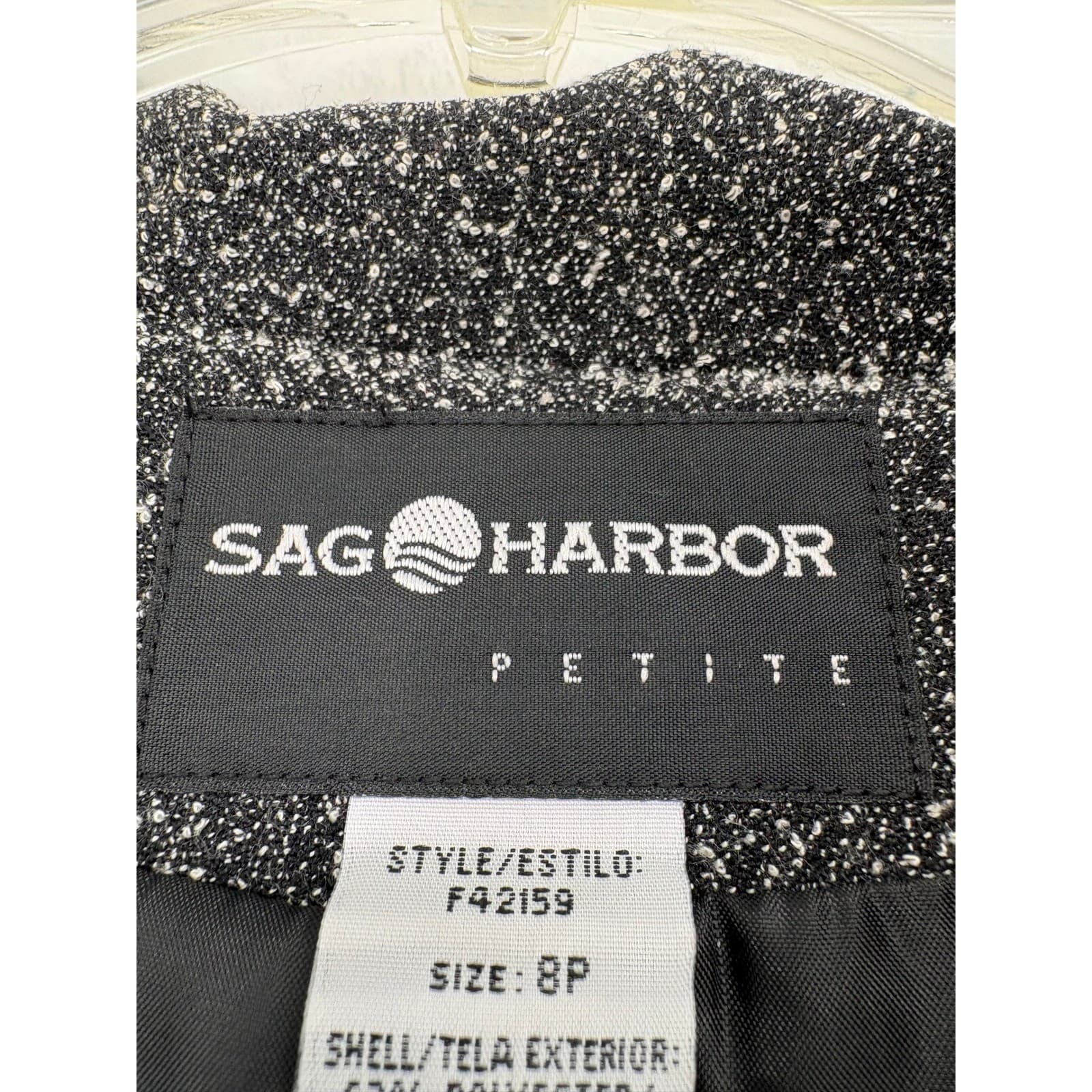 Sag Harbor Jacket Womens 8P Jacket Black Silver Metallic Full Zip F42159 - Thumbnail 2