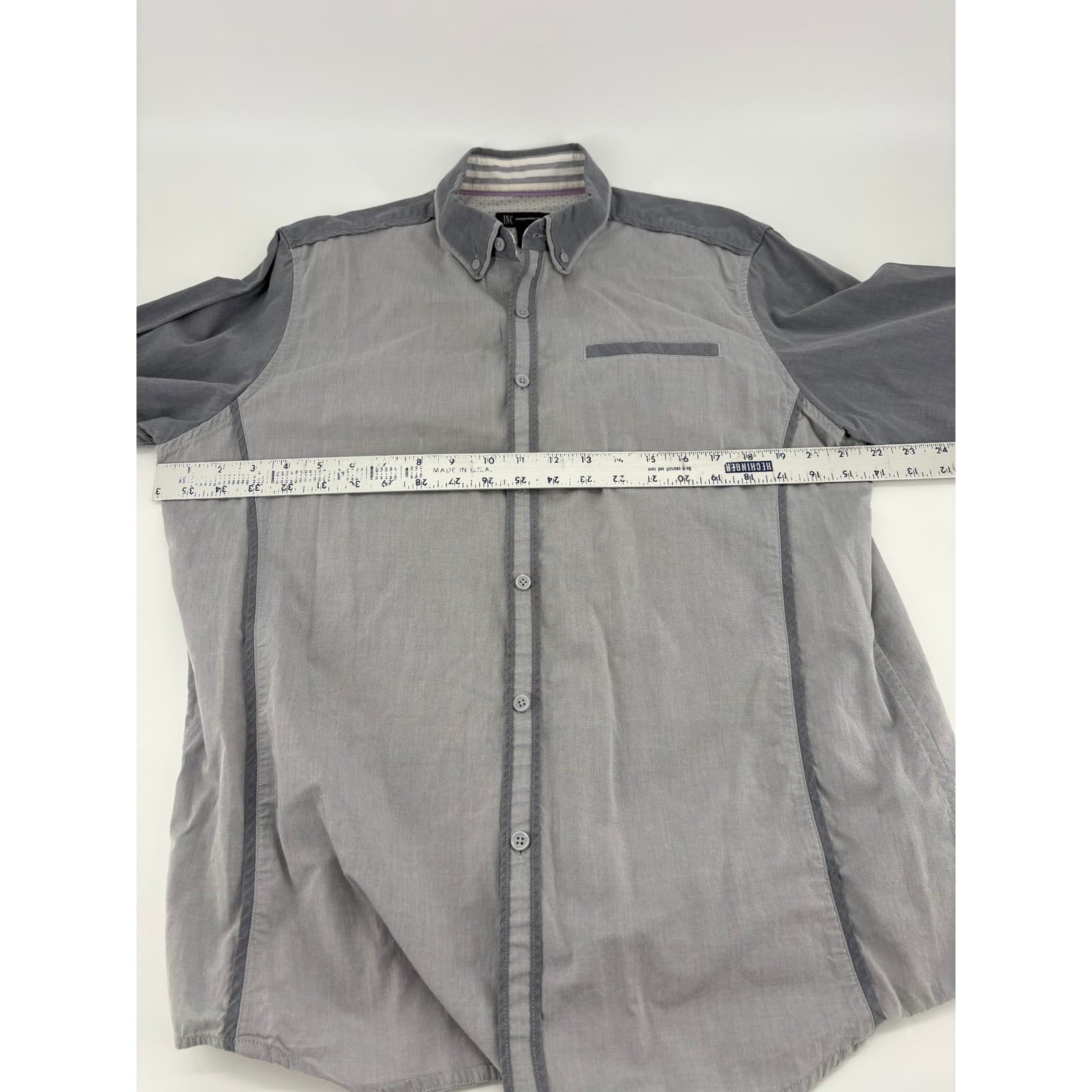 INC International Concepts Mens L Gray Long Sleeve Button Down Shirt - Thumbnail 4
