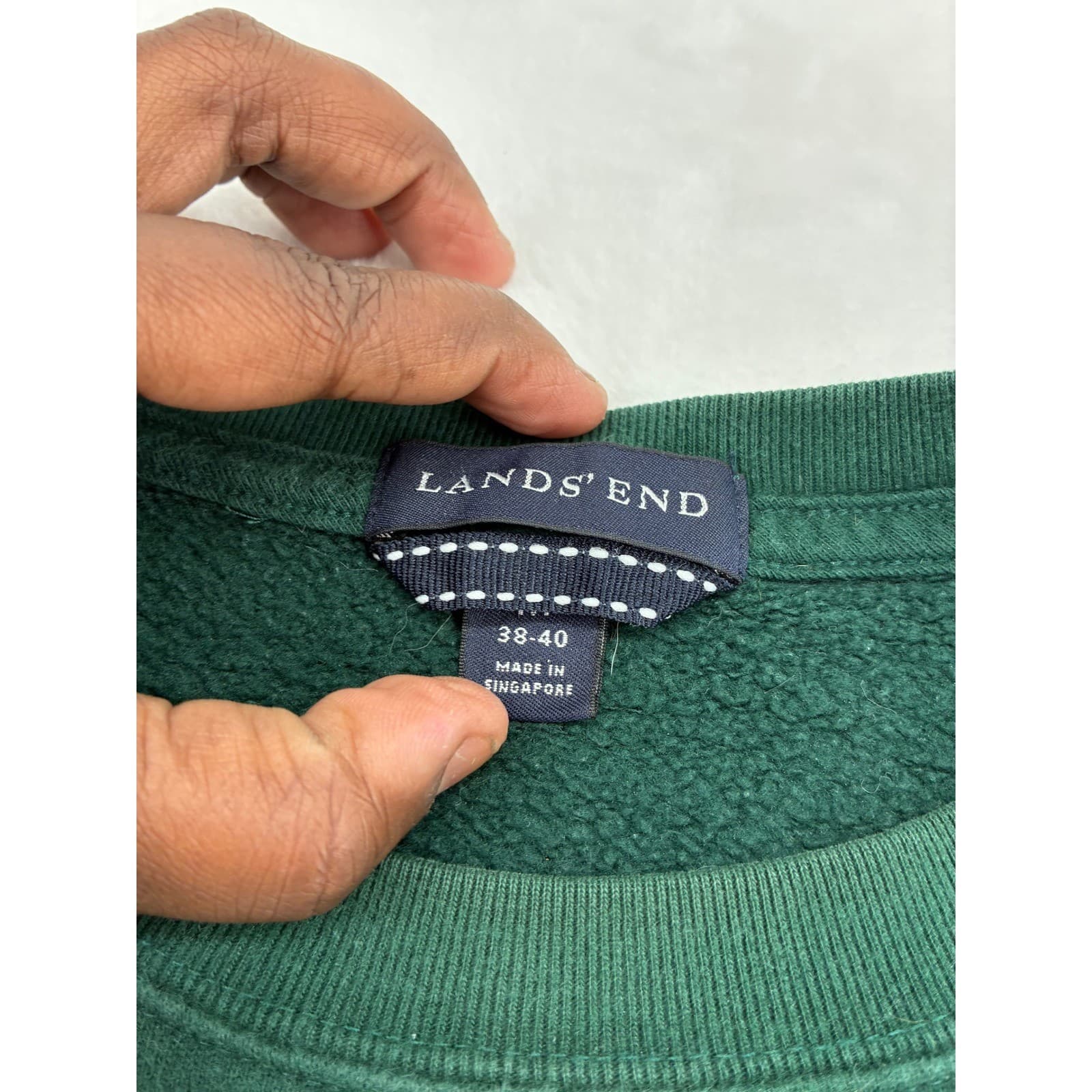 Lands' End Sweatshirt Mens 38-40 Medium Crewneck Green Long Sleeve Cotton Blend - Thumbnail 4