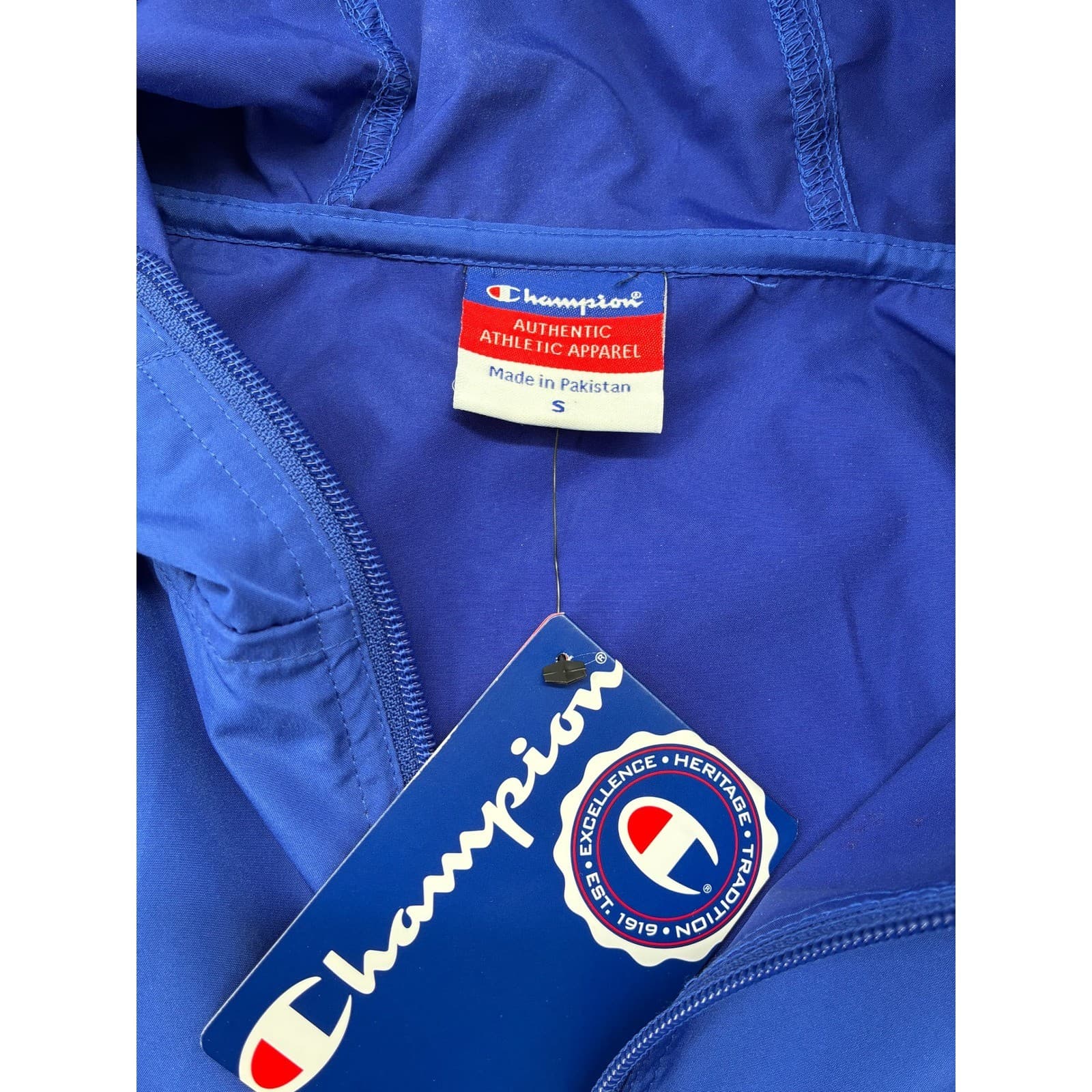 Champion Jacket Mens S Windbreaker Blue UNC Asheville Packable Half Zip Hooded - Thumbnail 2