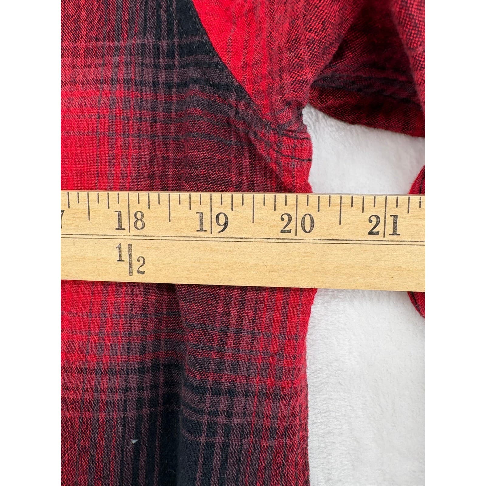 Woolrich Flannel Shirt Mens Large Button Down Red Black Plaid Cotton - Thumbnail 4