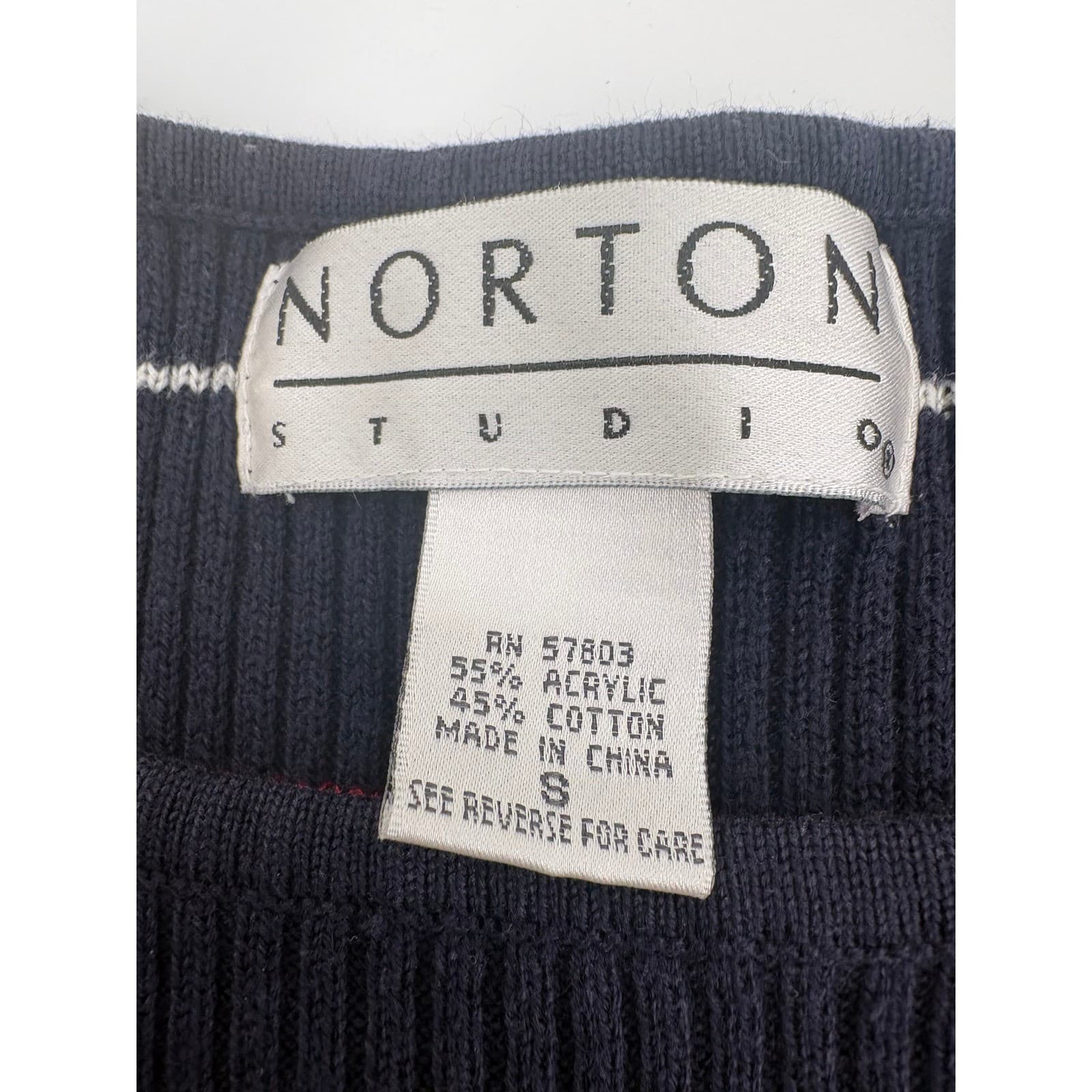 Norton Studio Striped Knit Top Short Sleeve Boat Neck Casual Womens Size S - Thumbnail 3