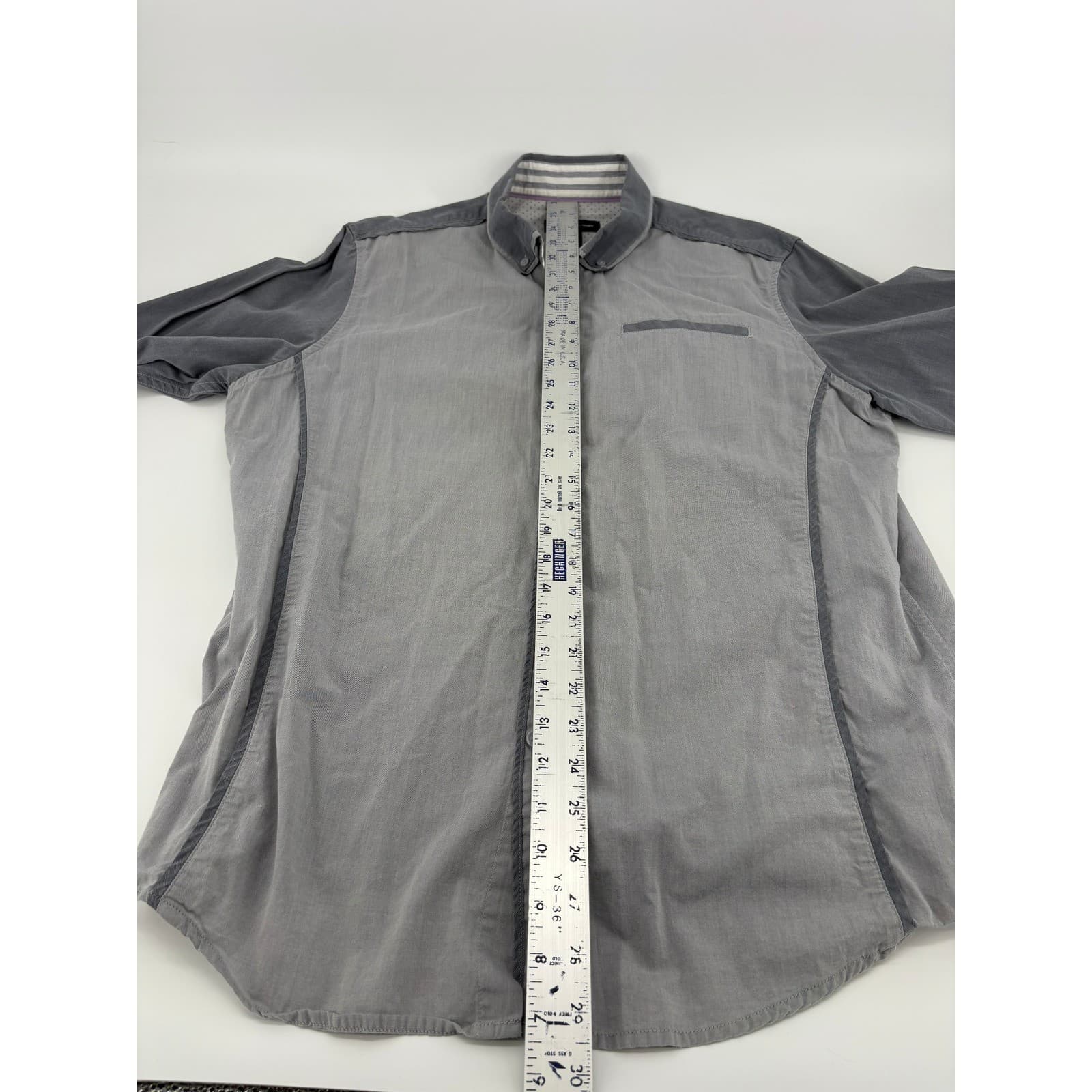 INC International Concepts Mens L Gray Long Sleeve Button Down Shirt - Thumbnail 6