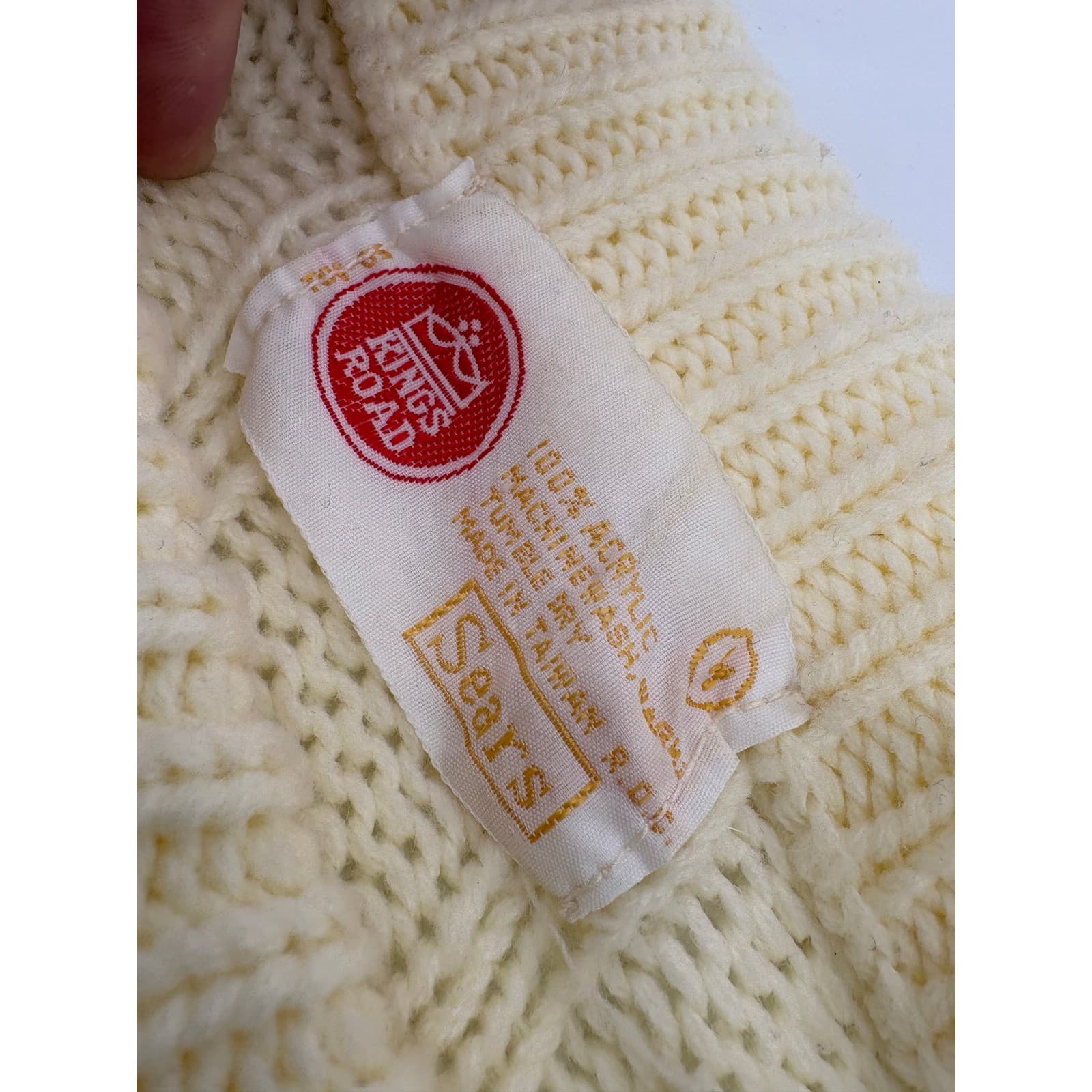 Sears Kings Road Women’s Cream Cable Knit Mock Neck Sweater Size M - Thumbnail 4