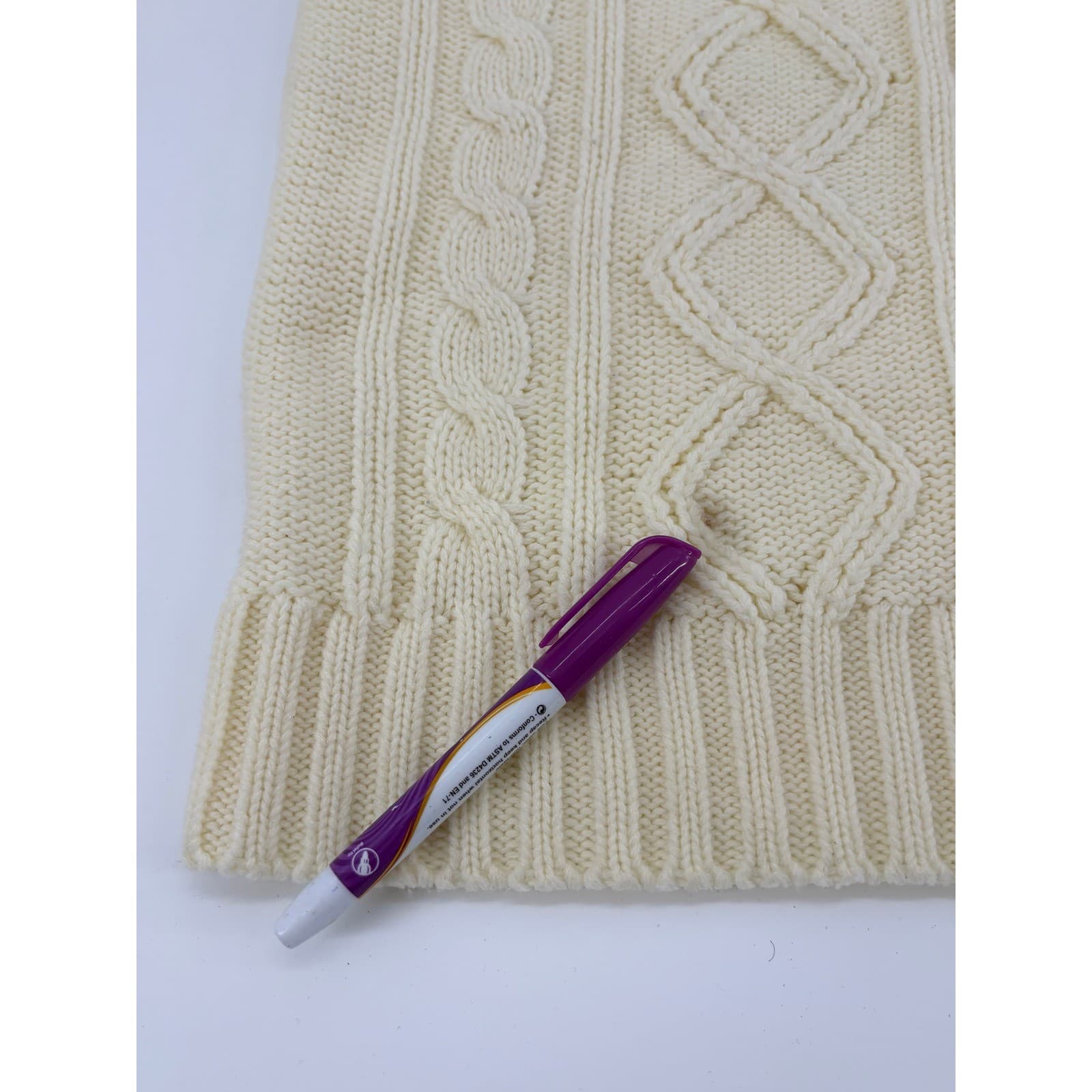 Sears Kings Road Women’s Cream Cable Knit Mock Neck Sweater Size M - Thumbnail 3