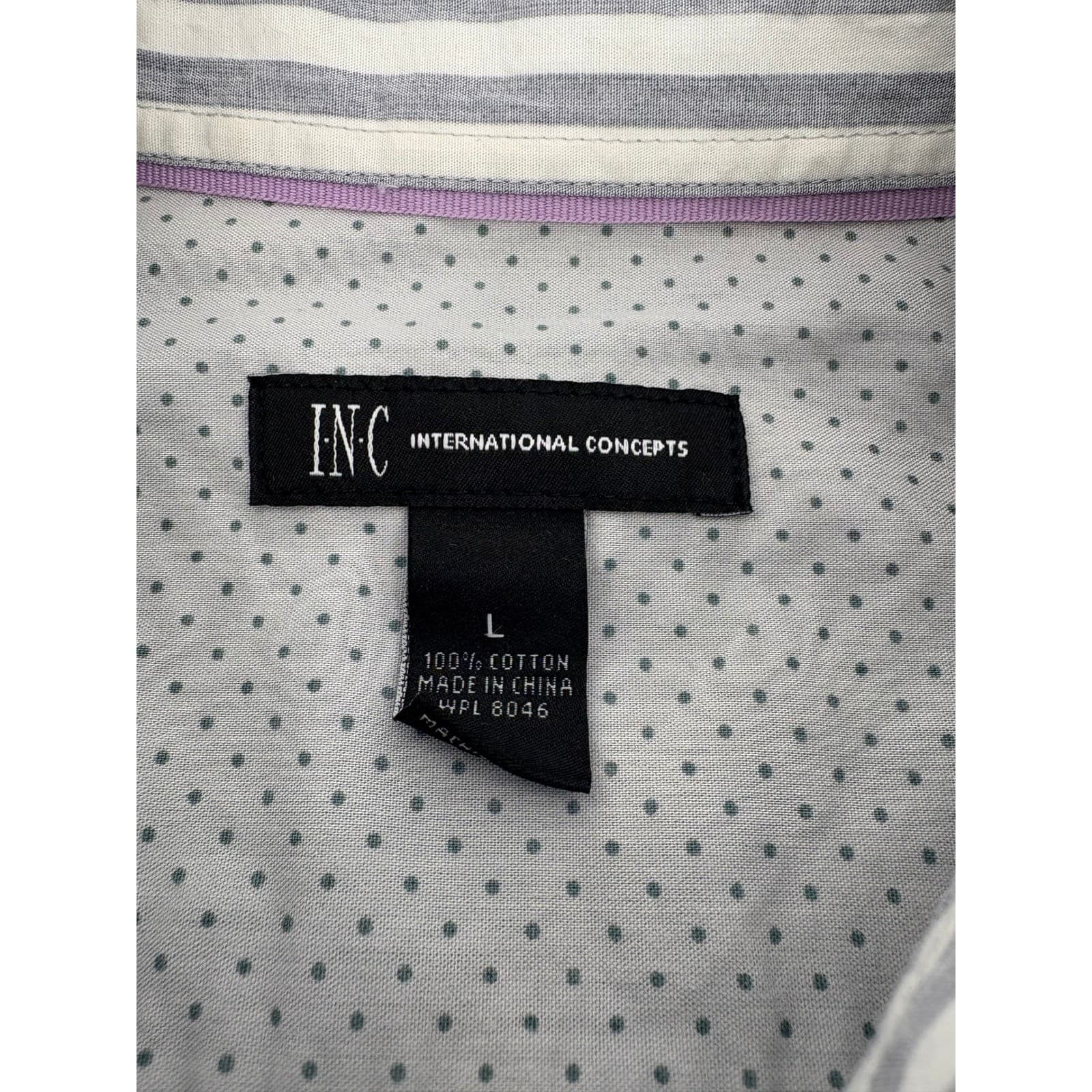 INC International Concepts Mens L Gray Long Sleeve Button Down Shirt - Thumbnail 3