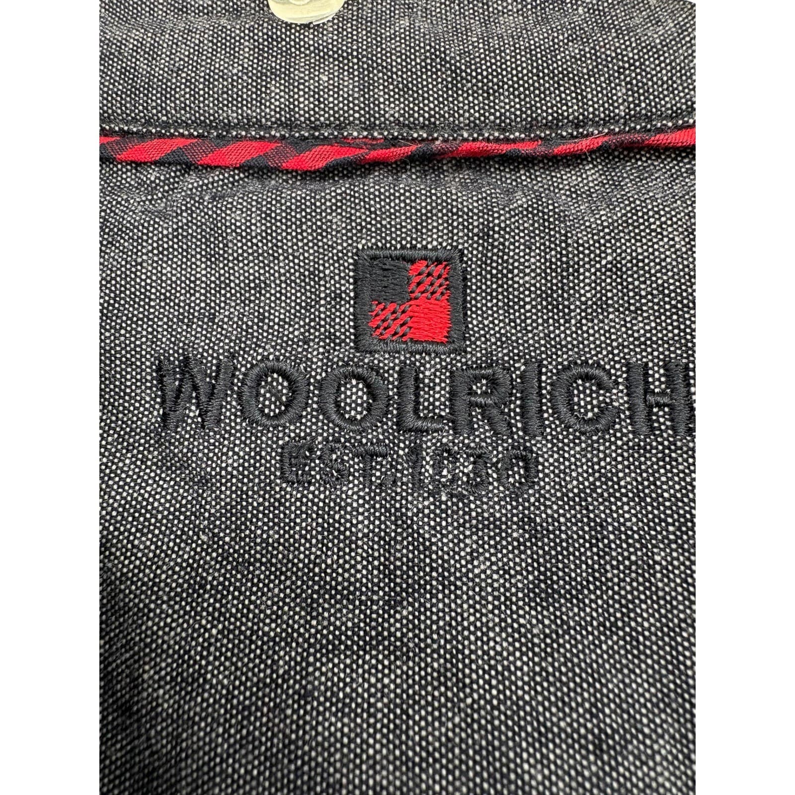 Woolrich Flannel Shirt Mens Large Button Down Red Black Plaid Cotton - Thumbnail 2