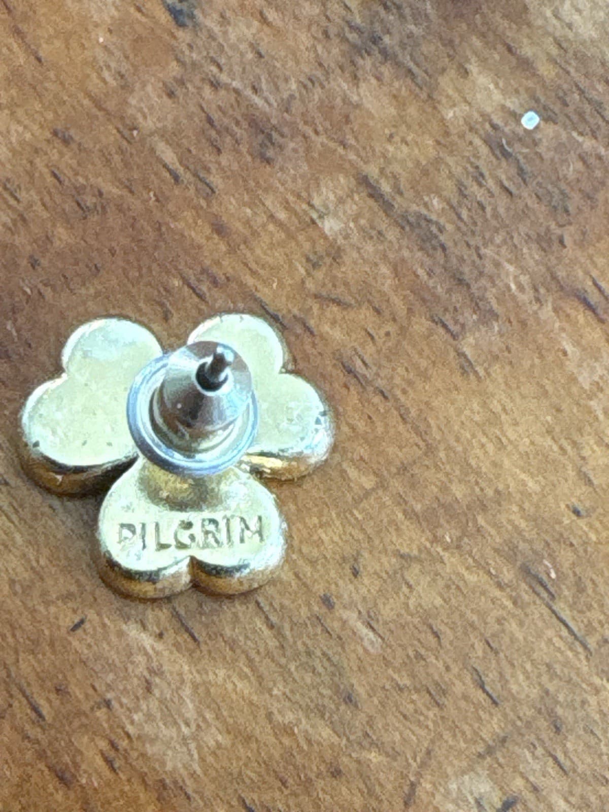 Pilgrim Black Enamel Flower Stud Earrings Gold Tone Floral Signed - Thumbnail 2