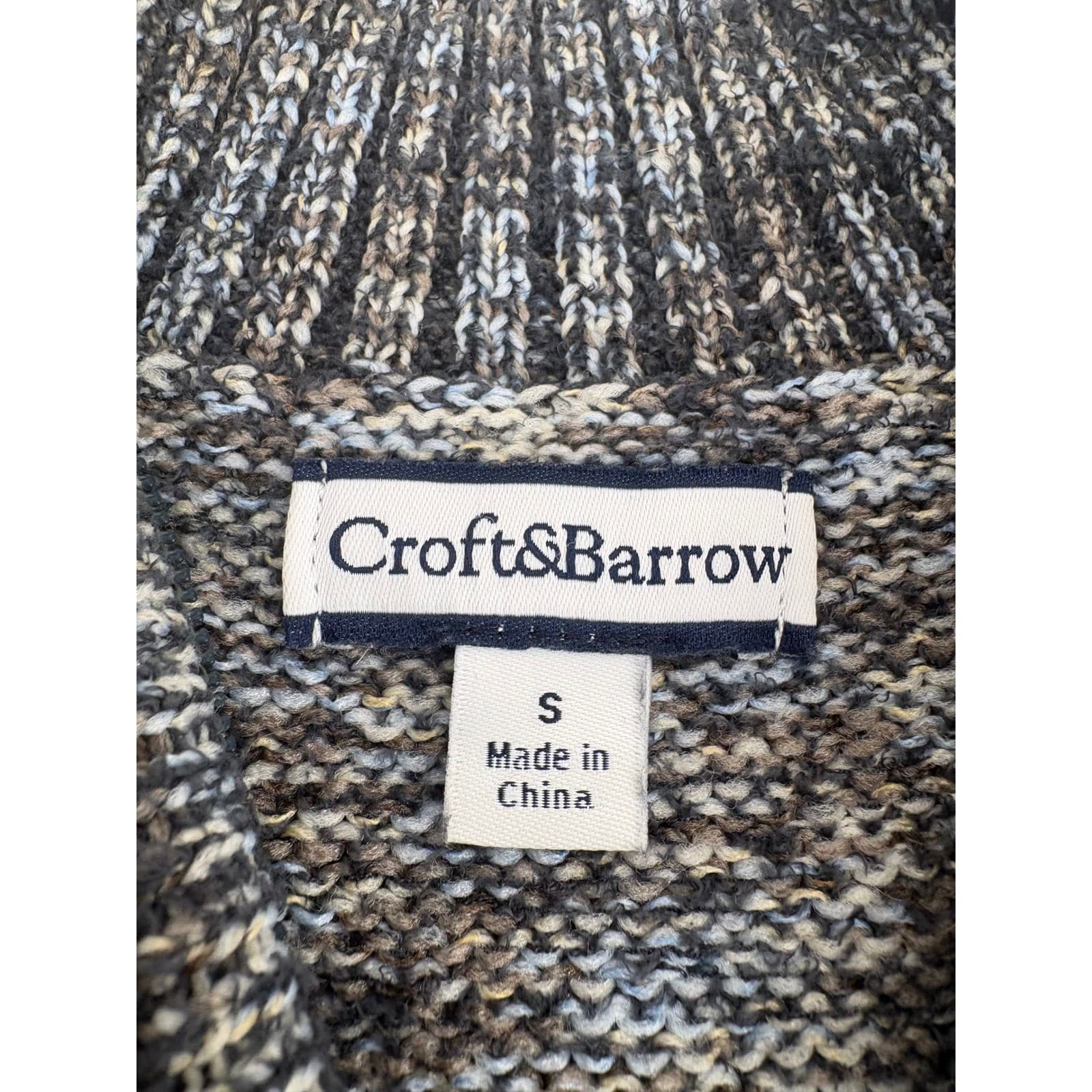 Croft & Barrow Women’s Gray Blue Marled V-Neck Sweater Knit Pullover Size S - Thumbnail 2