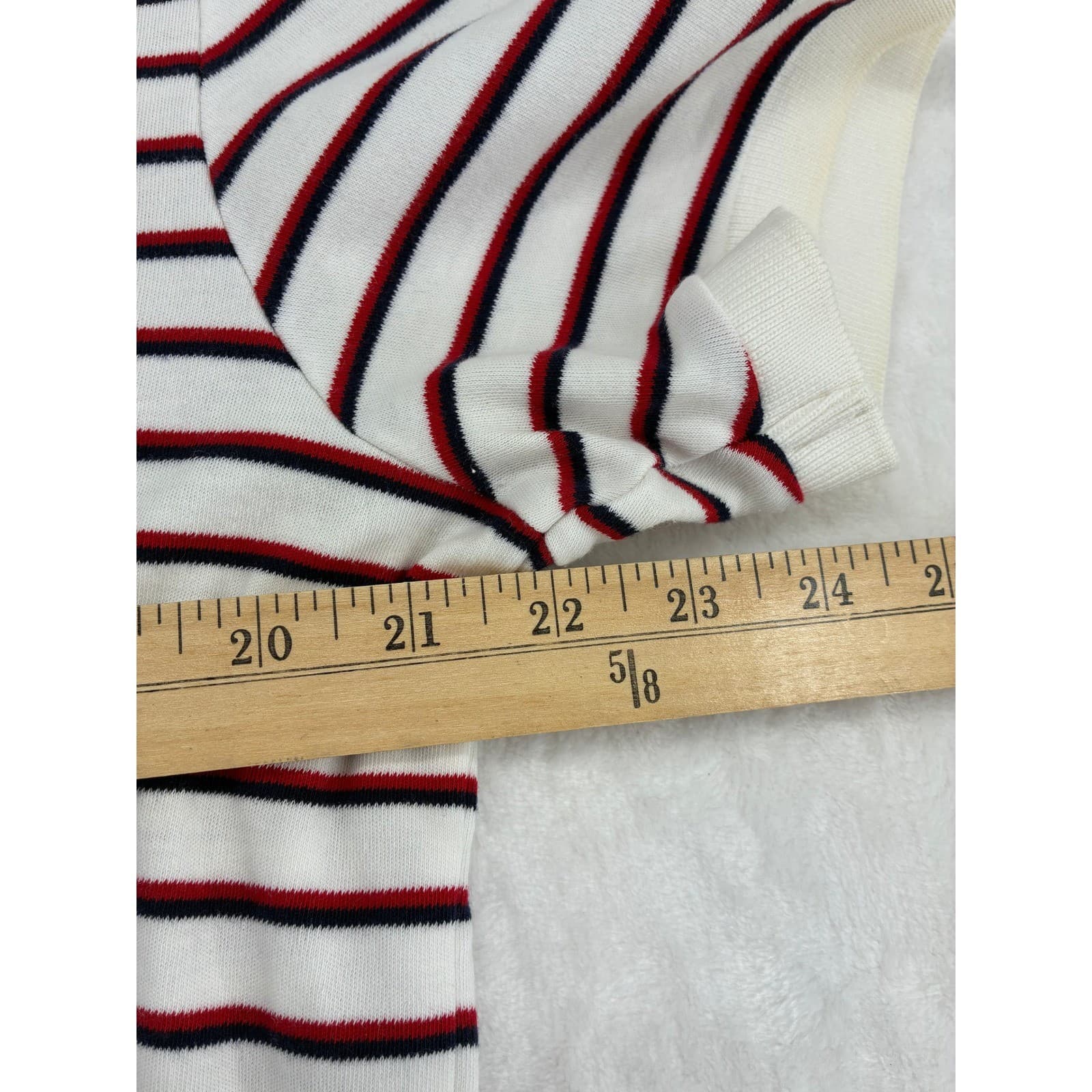 Polo Ralph Lauren Polo Mens L White Red Navy Striped Custom Fit Short Sleeve - Thumbnail 5