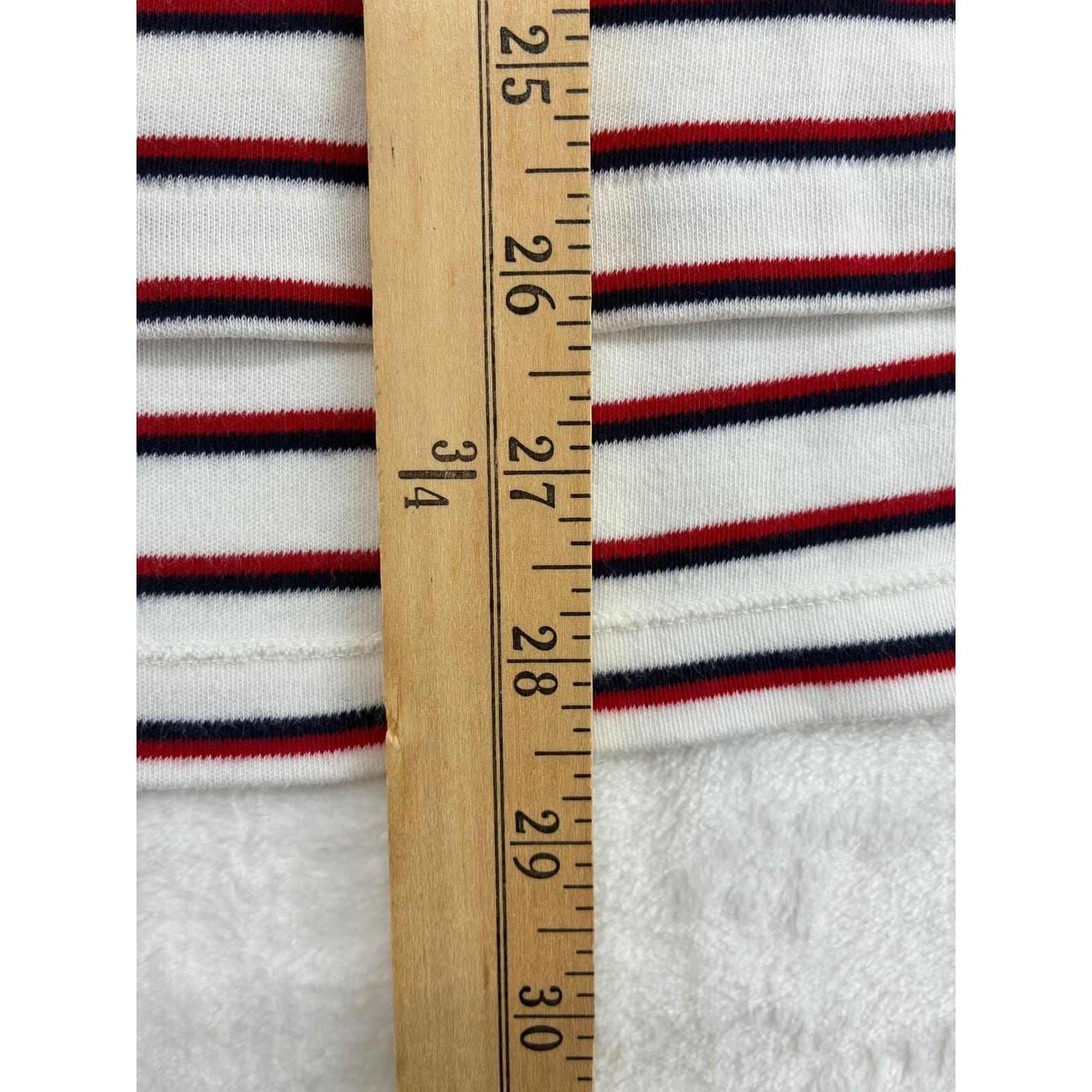Polo Ralph Lauren Polo Mens L White Red Navy Striped Custom Fit Short Sleeve - Thumbnail 4