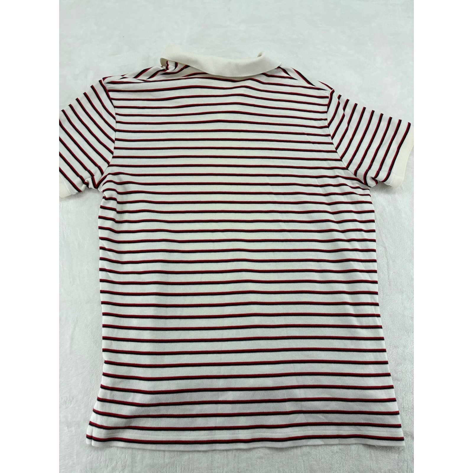 Polo Ralph Lauren Polo Mens L White Red Navy Striped Custom Fit Short Sleeve - Thumbnail 6