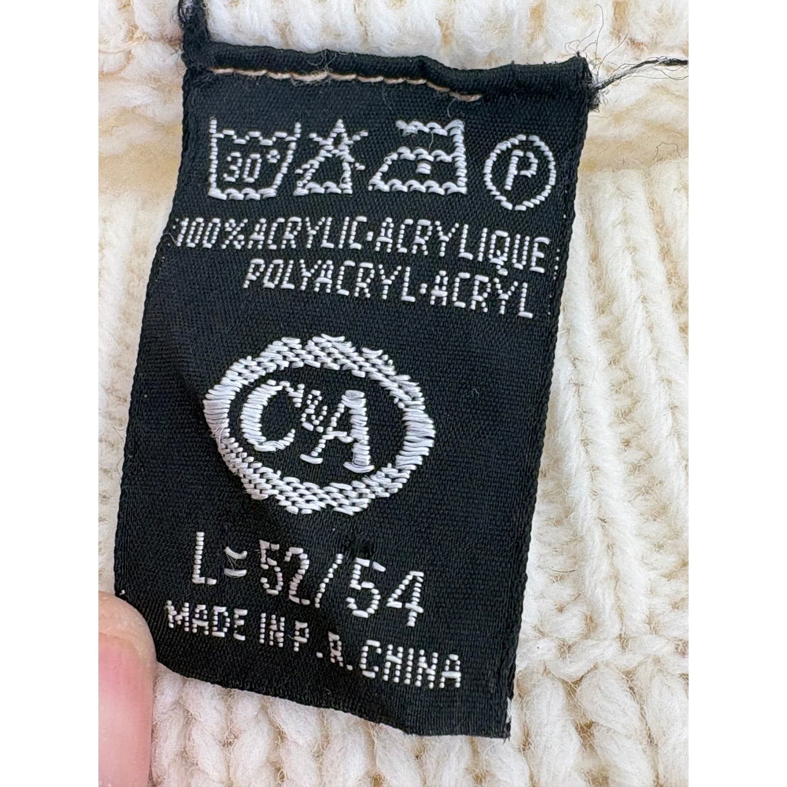 Cream Cable Knit Sweater Crew Neck Long Sleeve Warm Cozy Casual Fall Winter - Thumbnail 4