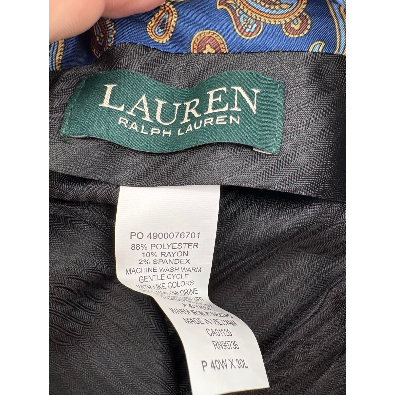 Lauren Ralph Lauren Dress Pants Mens 40x30 Ultraflex Classic Fit Cuffed Black - Thumbnail 9