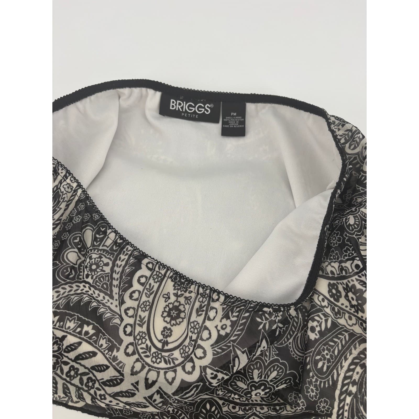 Briggs Petite Black White Paisley Flounce Ruffle Skirt Size PM - Thumbnail 4