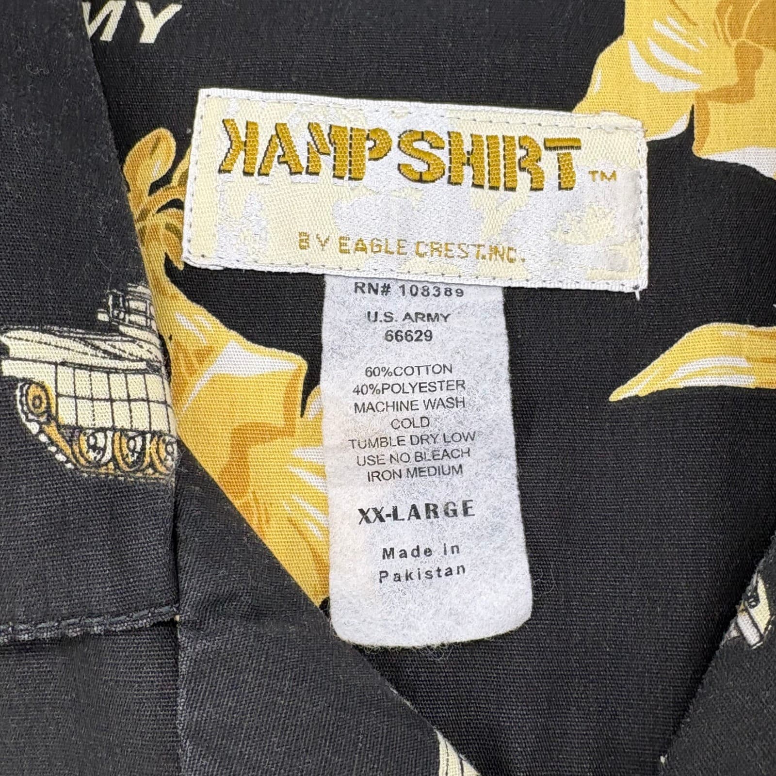 Eagle Crest Kamp Shirt Mens XXL Button Down Black US Army Tank Graphic Shirt - Thumbnail 2